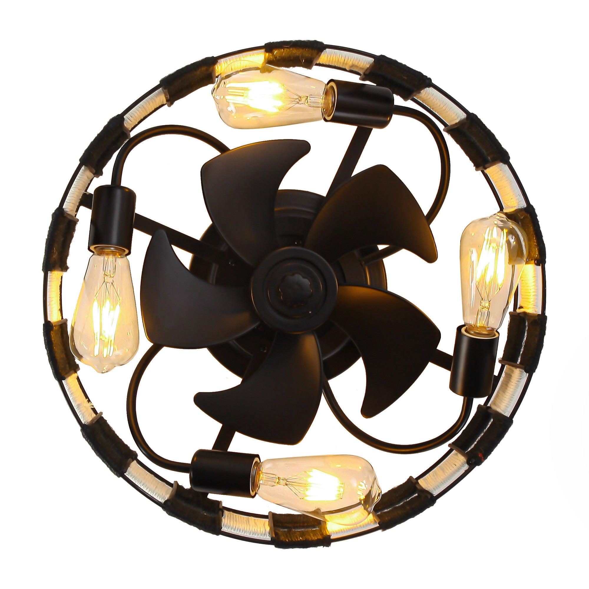 18 Inch Black Industrial Flush Mount Ceiling Fan with Light, Smart APP & Remote Control - Perfect for Living Room, Bedroom, Office & Commercial Spaces