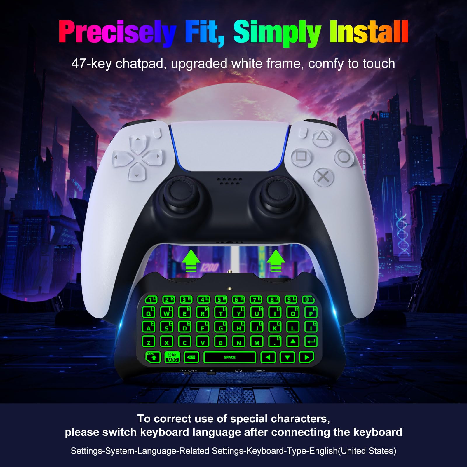 MoKo RGB Backlit Wireless Bluetooth Keyboard for PS5 Controller - Mini Gamepad Chatpad with Upgraded Built-in Speaker & 3.5mm Audio Jack | Perfect for Gaming, Streaming & Voice Chat on Playstation 5