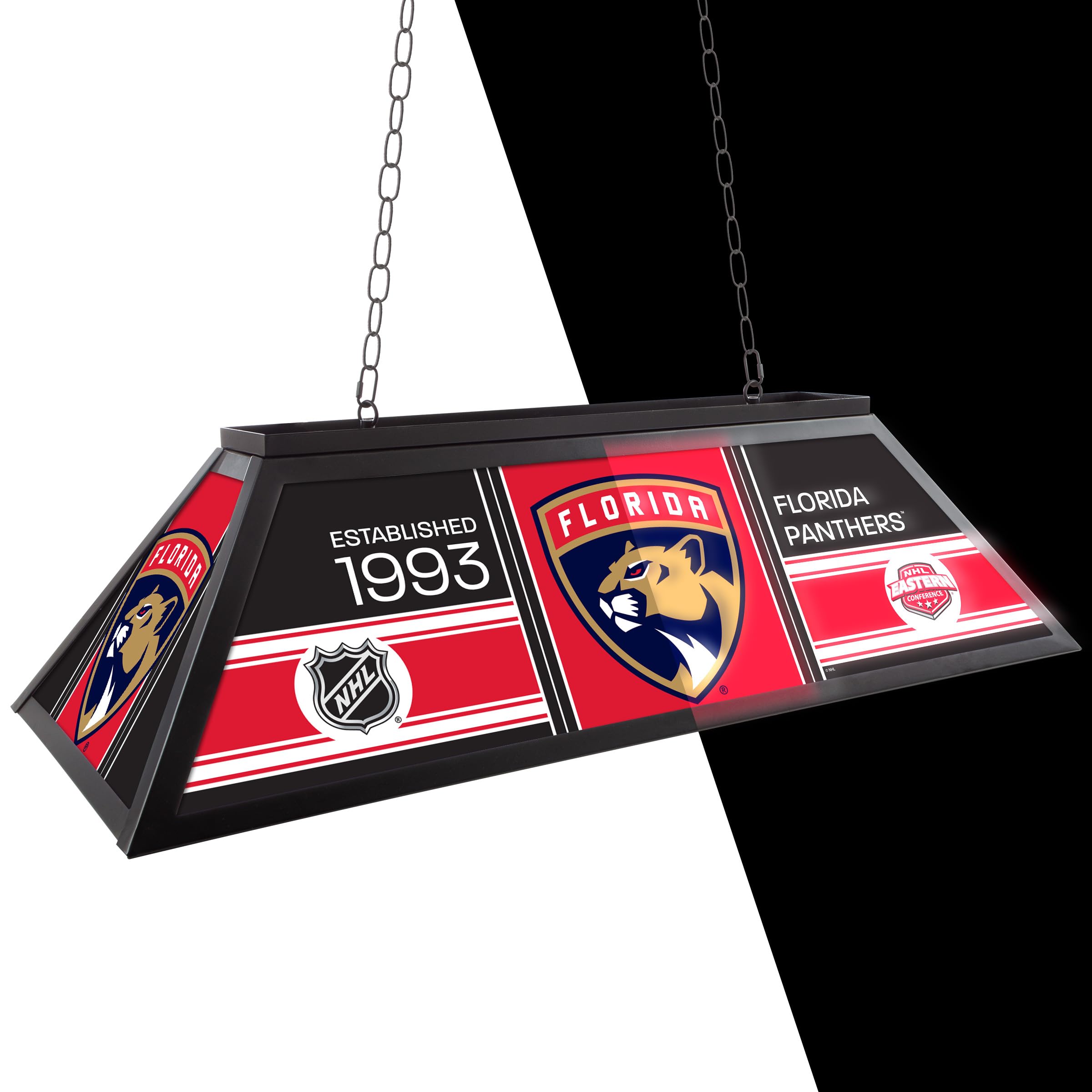 Florida Panthers Pool Table Light - 44-Inch 4-Sided LED Billiard Lamp with Printed Panels - Perfect for Game Rooms, Bars, Man Caves & Garage Decor - NHL Themed Lighting for Sports Fans