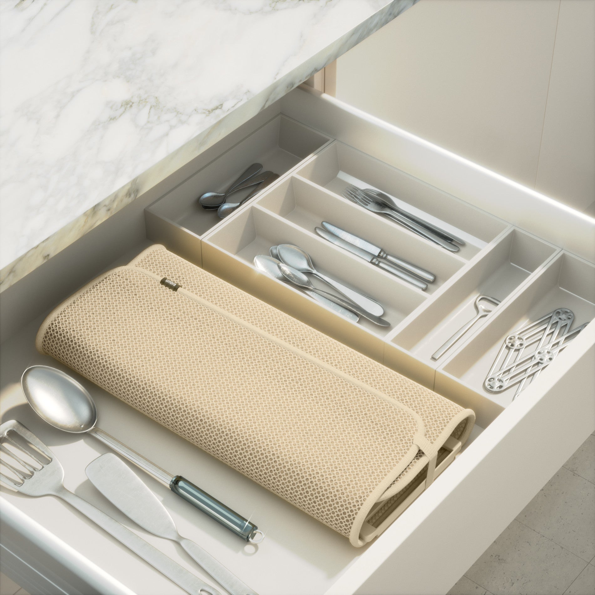 UDry Premium Dish Drying Rack with Absorbent Mat - Space Saving Kitchen Organizer for Countertop, Sink & Small Spaces
