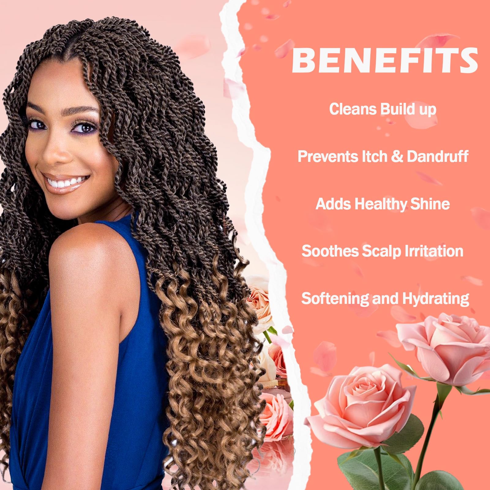 Organic Rose Mint Braid Spray (6.8 fl oz) - Dreadlock Moisturizer for Itchy Scalp, Adds Shine & Hydration - Lightweight Formula for Dreads, Twists, Cornrows & Box Braids - Perfect for Daily Hair Care & Protective Styling