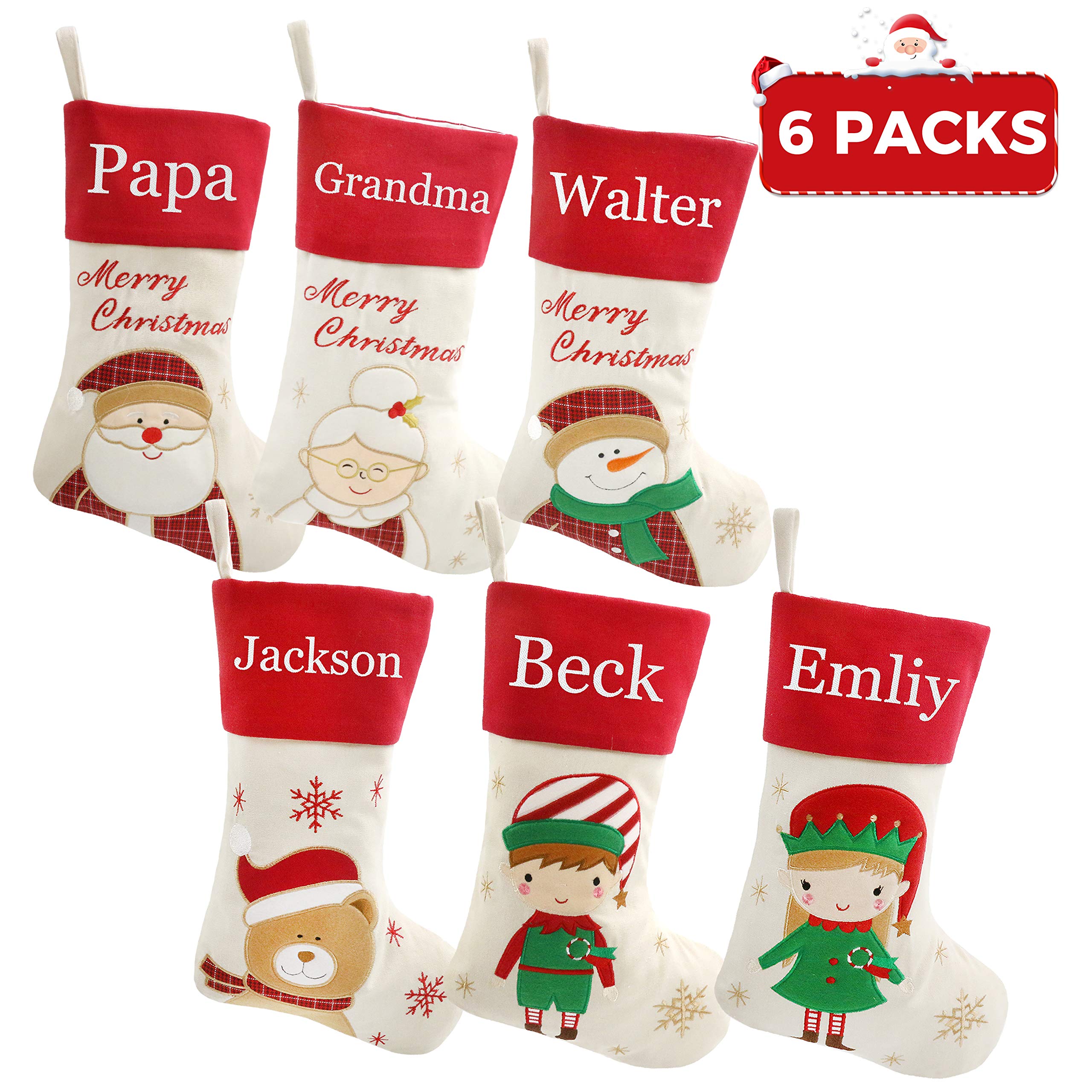 Personalized Christmas Stockings 18 Inch - Custom Embroidered Fireplace Hanging Stockings for Family Holiday Decorations - Perfect Christmas Gift for Home Decor (Style 28) - Ideal for Fireplace Mantel, Christmas Tree Decor & Festive Home Styling
