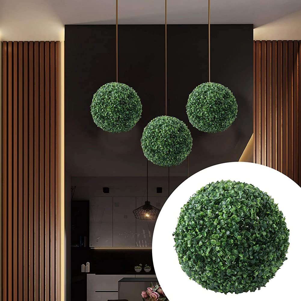 Artificial Boxwood Topiary Ball - Faux Greenery Decorative Hanging Plant for Indoor & Outdoor - Perfect for Backyard, Balcony, Garden, Wedding & Home Decor - Adds Elegance to Parties, Events and Living Spaces