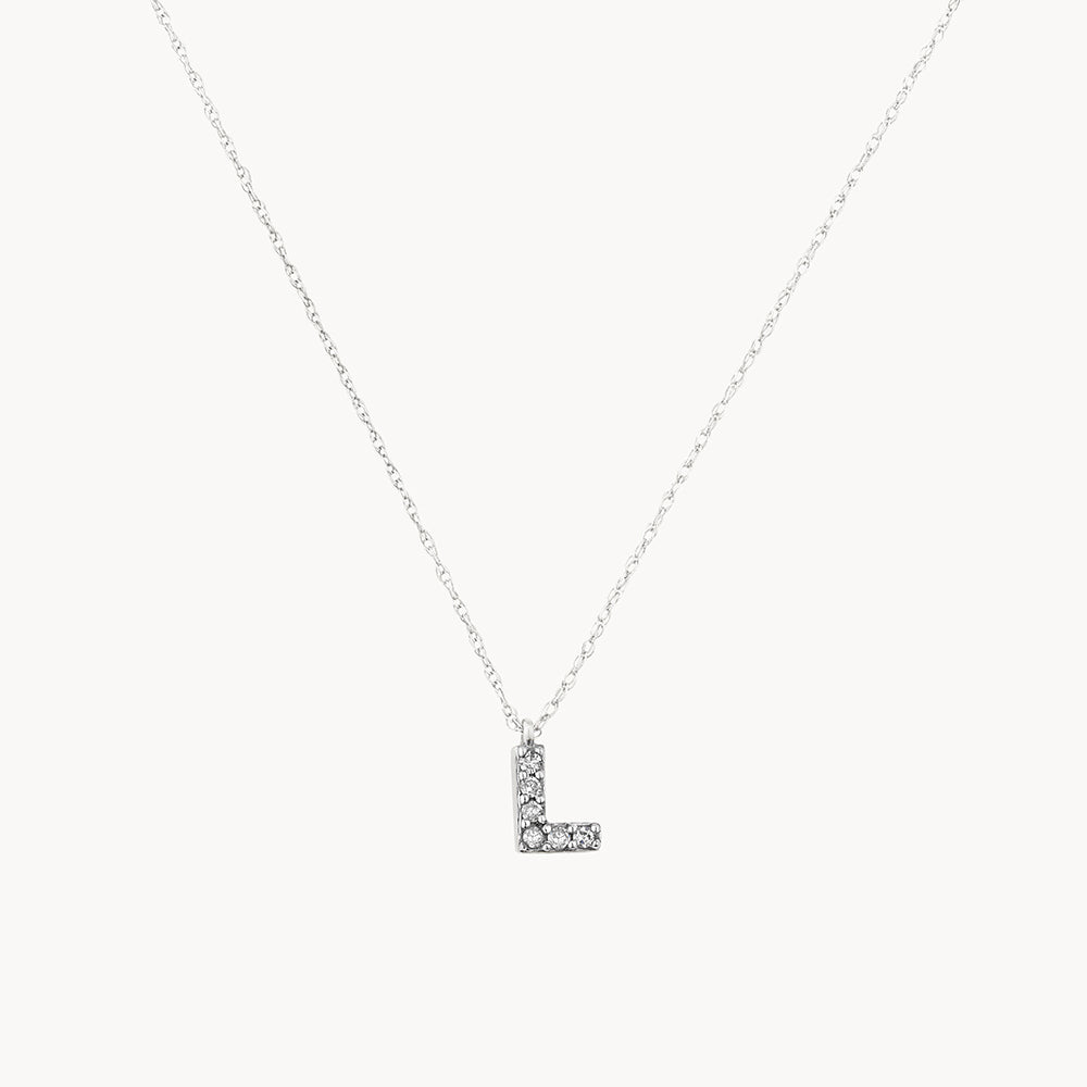 Diamond Letter L Necklace in Sterling Silver - Perfect for Birthdays, Anniversaries & Personalized Gifts