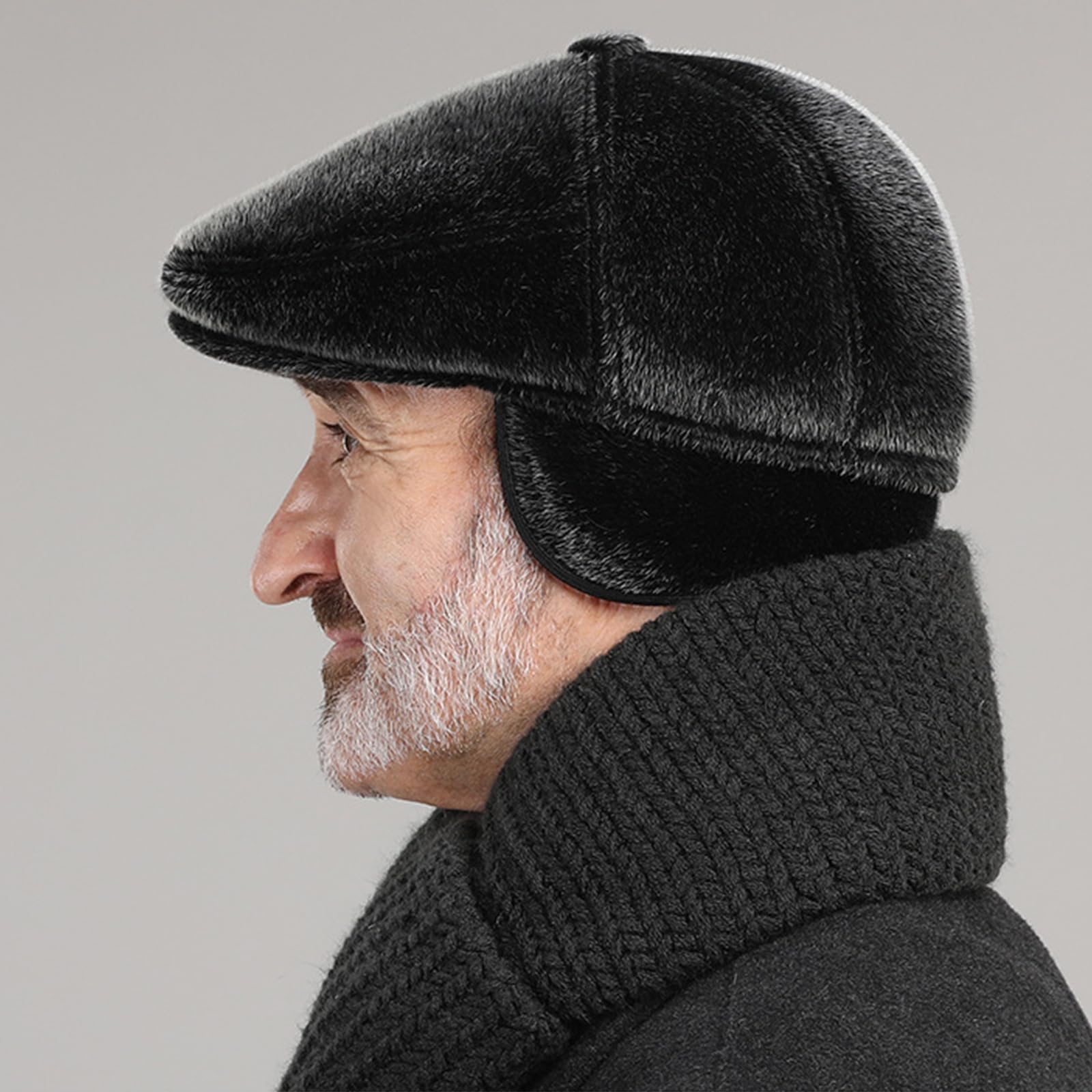 Men's Winter Outdoor Hat - Adjustable Warm Beret Flat Cap for Golf, Sports & Casual Wear - Newsboy Gatsby Style with Earflaps - Perfect for Cold Weather Activities & Dad Fashion