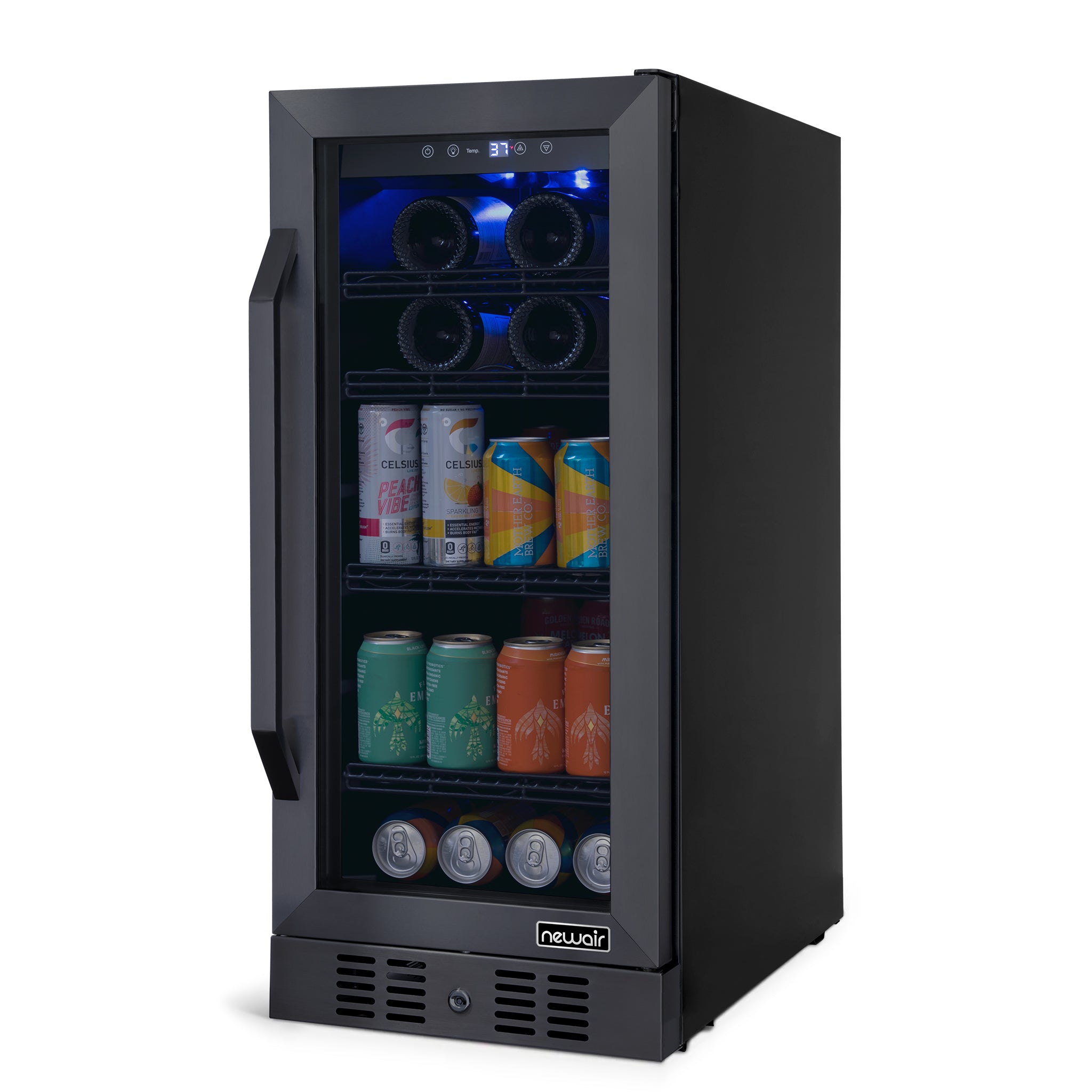 Newair® 80 Can 33 Bottle Built-In Black Beverage Refrigerator - Perfect for Home Bars, Office, and Party Drink Storage
