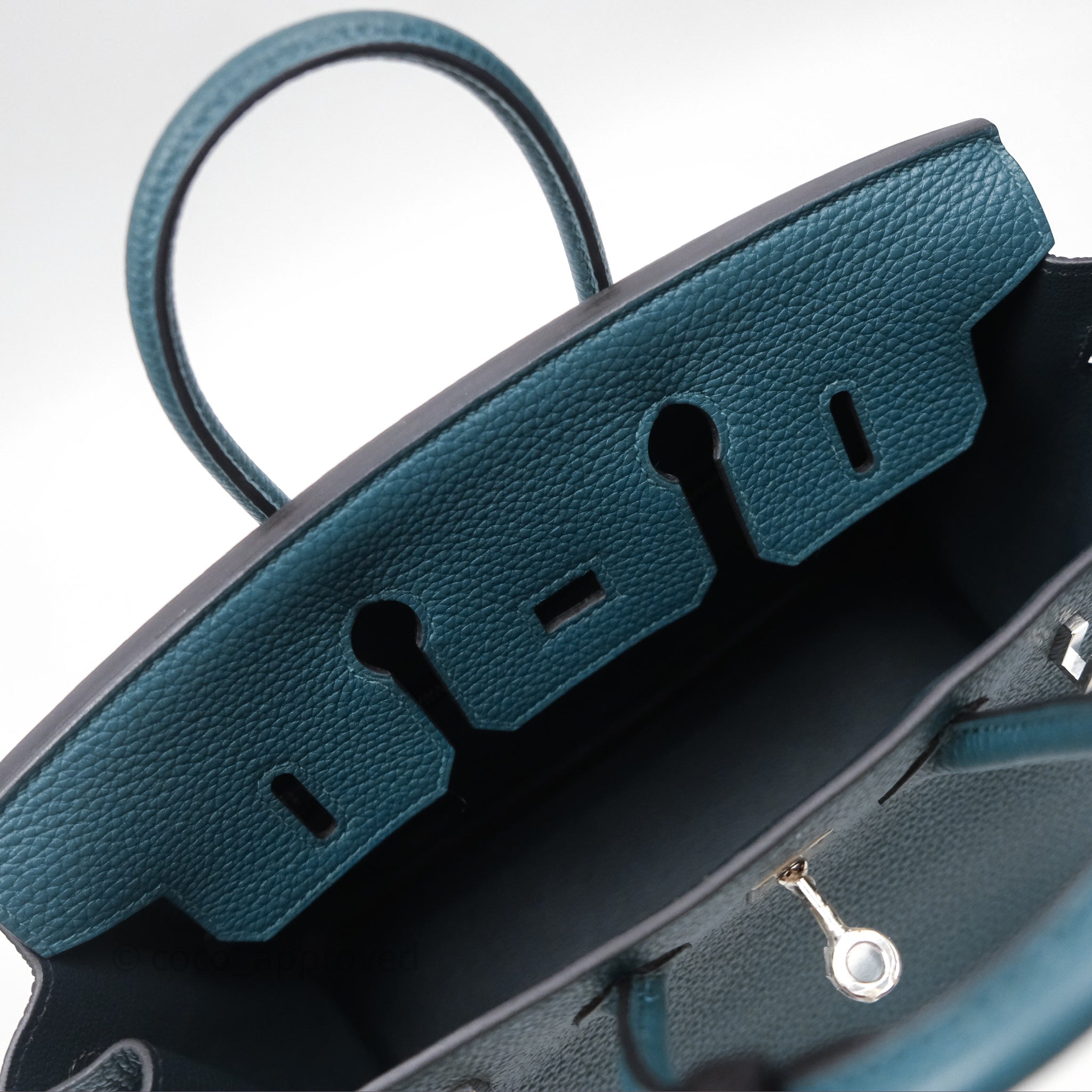Luxury Hermès Birkin 25 Handbag - Vert Bosphore W0 / Bleu Océan Z7 Togo Leather with Palladium Hardware | Perfect for Work, Travel & Special Occasions