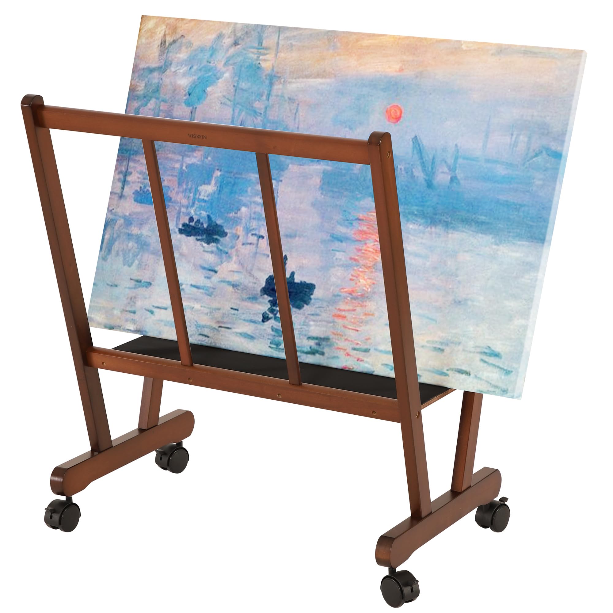VISWIN Rolling Wooden Print Rack with Casters - Art Storage Organizer for Canvas, Artwork, Prints, Panels & Posters - Drying Rack for Artists, Galleries & Studios - Perfect for Art Shows, Exhibitions & Creative Workspaces