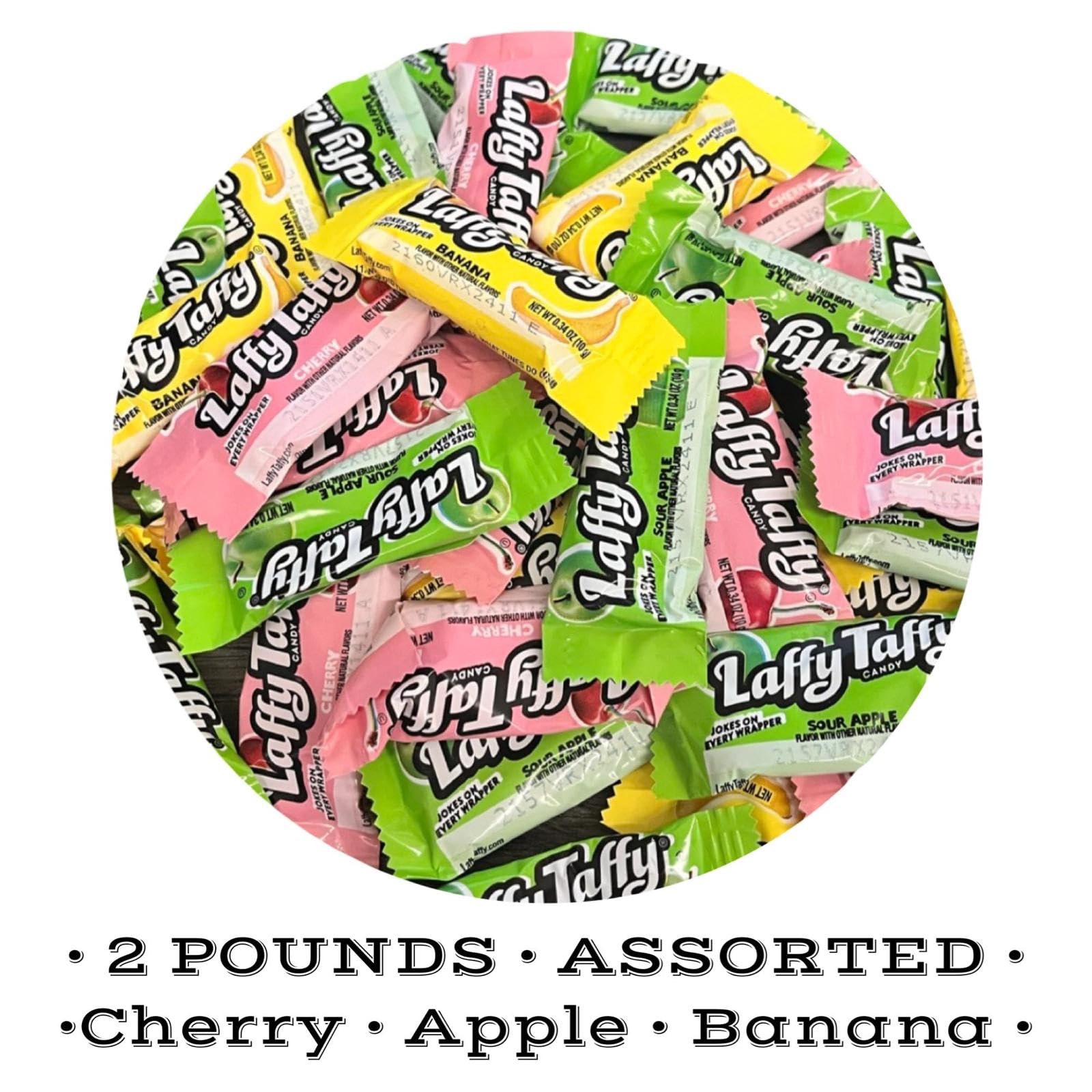Bulk Laffy Taffy Candy - Assorted 2lb Bag of Chewy & Tangy Individually Wrapped Candies | Perfect for Halloween Treats, Party Favors & Office Snacks