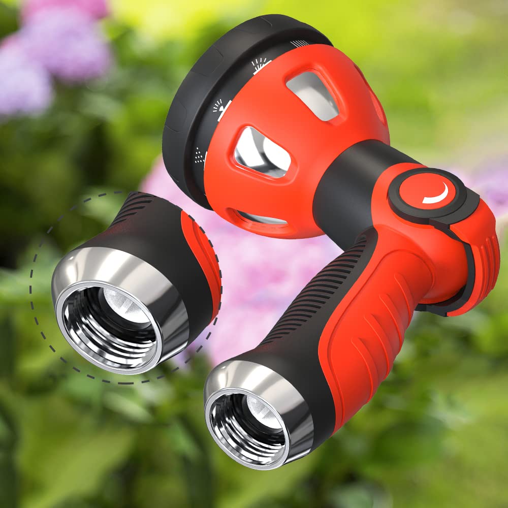 Metal High Pressure Hose Nozzle - 10 Adjustable Patterns for Garden, Lawn & Car Washing