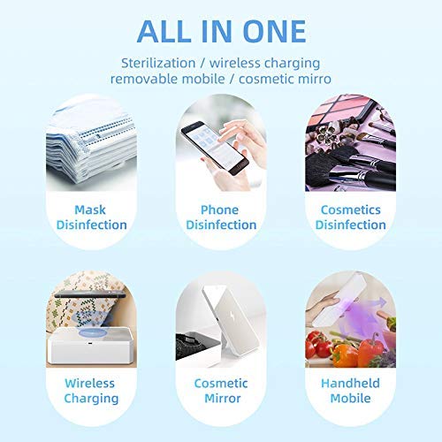 CarbonKlean UVKlear - UVC Sanitizing Kit with Wireless Charger, Removable Cosmetic Mirror & UV Phone Cleaner (Pink) - Perfect for Travel, Home & Office Disinfection