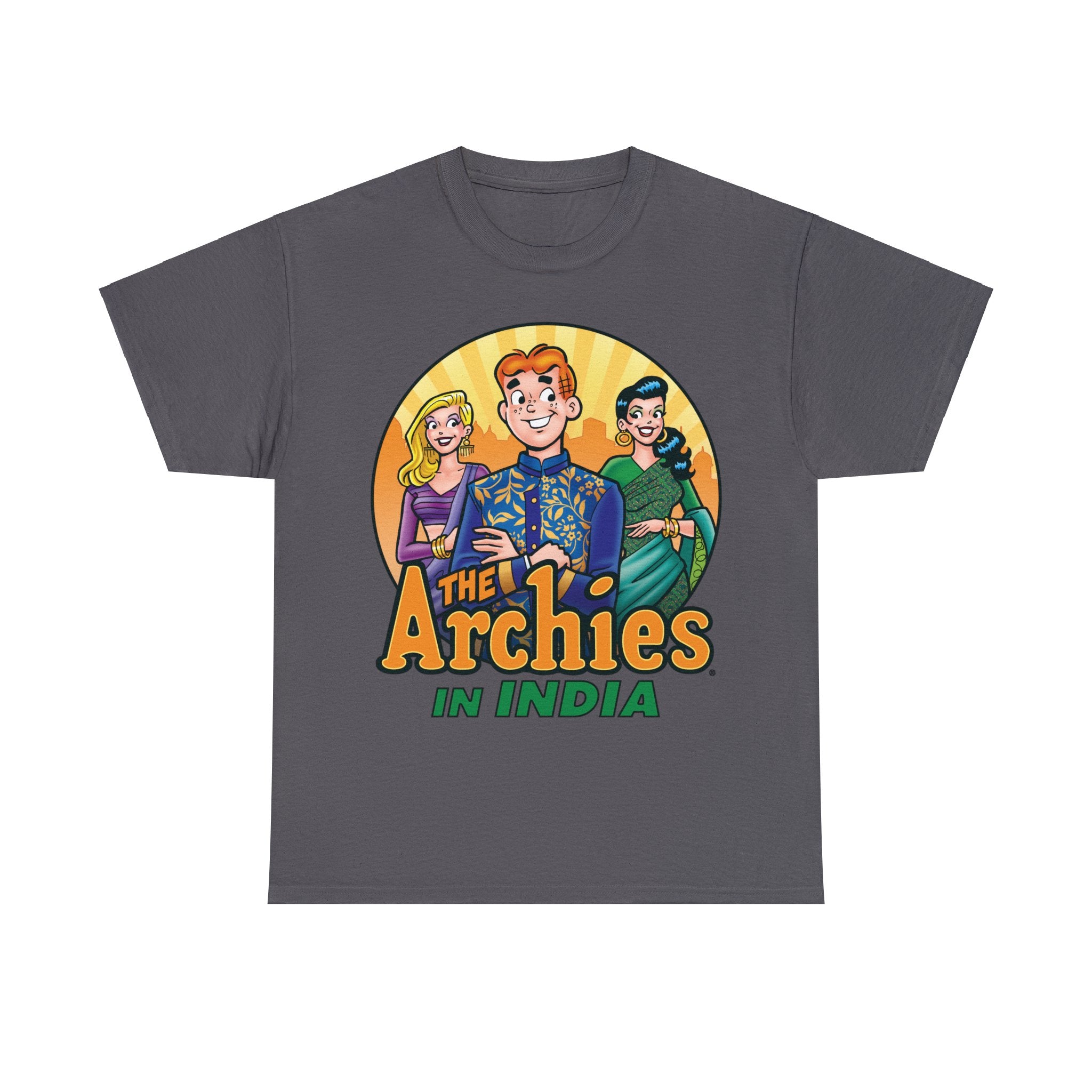 The Archies in India Graphic Tee - Unisex Heavy Cotton T-Shirt with Archie, Betty & Veronica | Casual Wear, Comic Fan Gift, Pop Culture Fashion