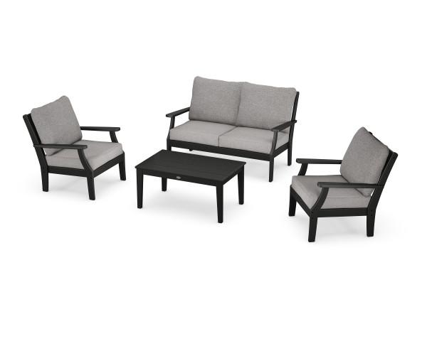 Polywood Braxton 4-Piece Deep Seating Outdoor Chair Set - Patio Furniture for Garden, Poolside & Backyard Relaxation
