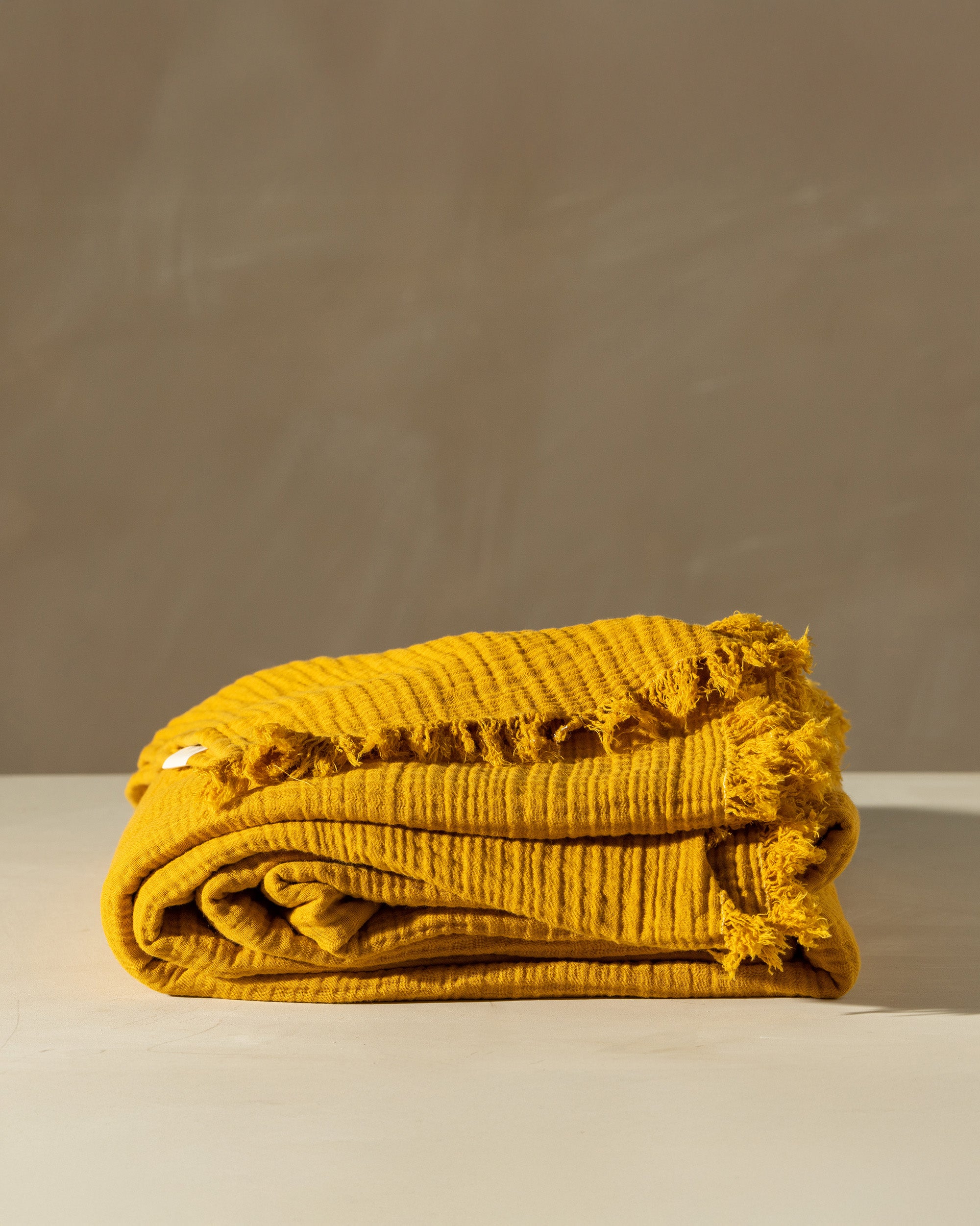 Premium 100% Cotton Turmeric-Dyed Bedspread | Soft & Breathable Bed Cover for All Seasons | Perfect for Master Bedroom, Guest Room & Dorm Decor