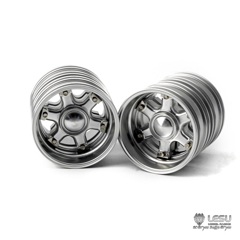 Upgraded 1/14 Scale RC Tractor Truck Parts - LESU Rear Metal Powered Wheel Hub with Rubber Tires for Tamiya DIY Models | Compatible with Hex King Knight Hauler Car | Perfect for Off-Road RC Racing and Scale Model Building