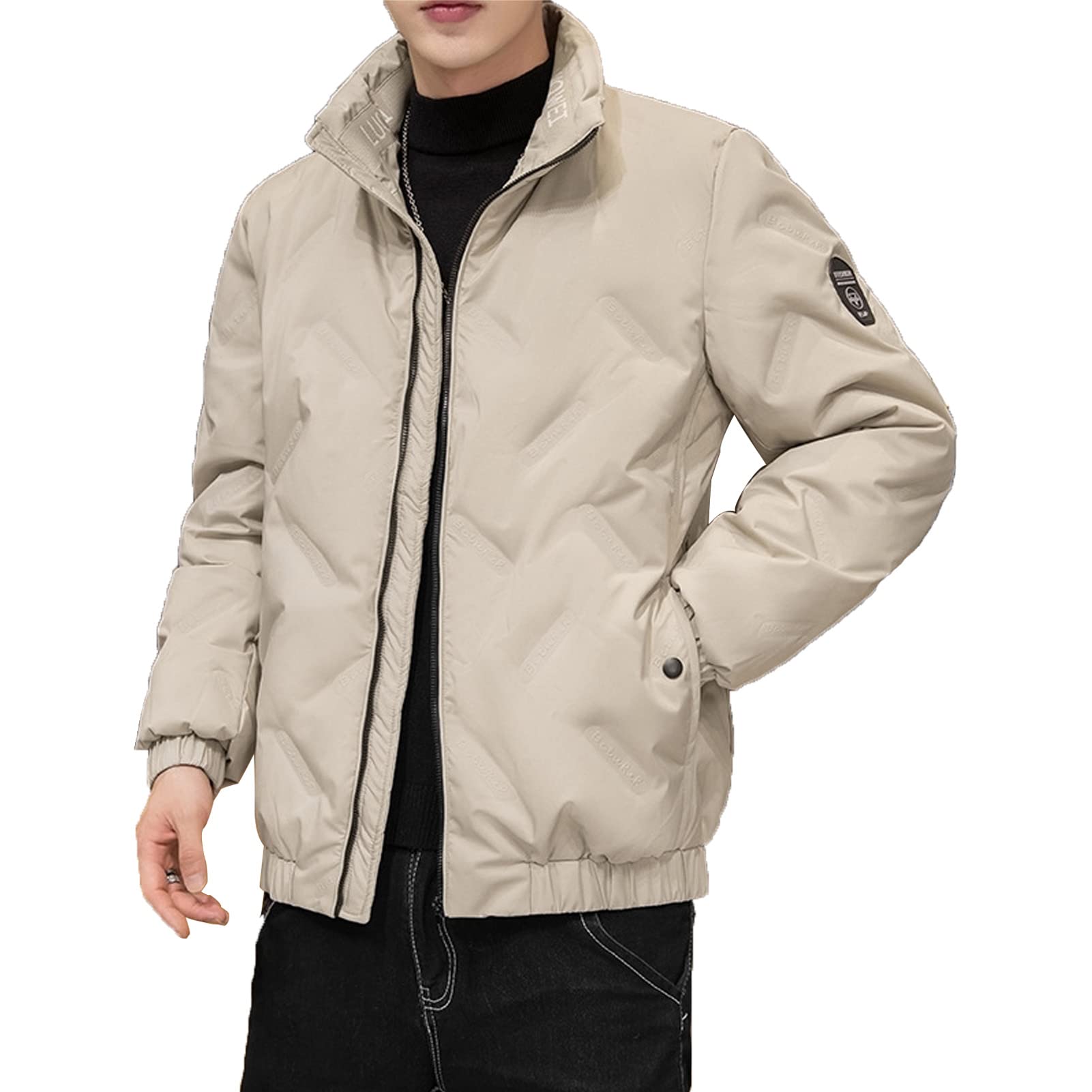 LCYY.MM Men's Winter Warm White Duck Down Parka Coat - Thick Puffer Jacket with Stand Collar & Detachable Hood - Fashionable Insulated Overcoat for Cold Weather | Perfect for Snowboarding, Skiing & Outdoor Activities