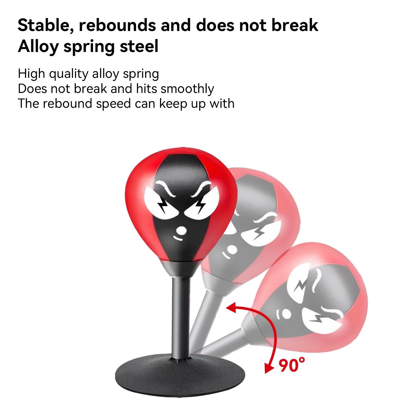 Stress Relief Punching Ball for Desk - Heavy Duty Suction Cup Boxing Ball with Stand, Anger Management & Mood Relief Tool for Adults & Kids - Perfect for Office, Home, or Classroom Use