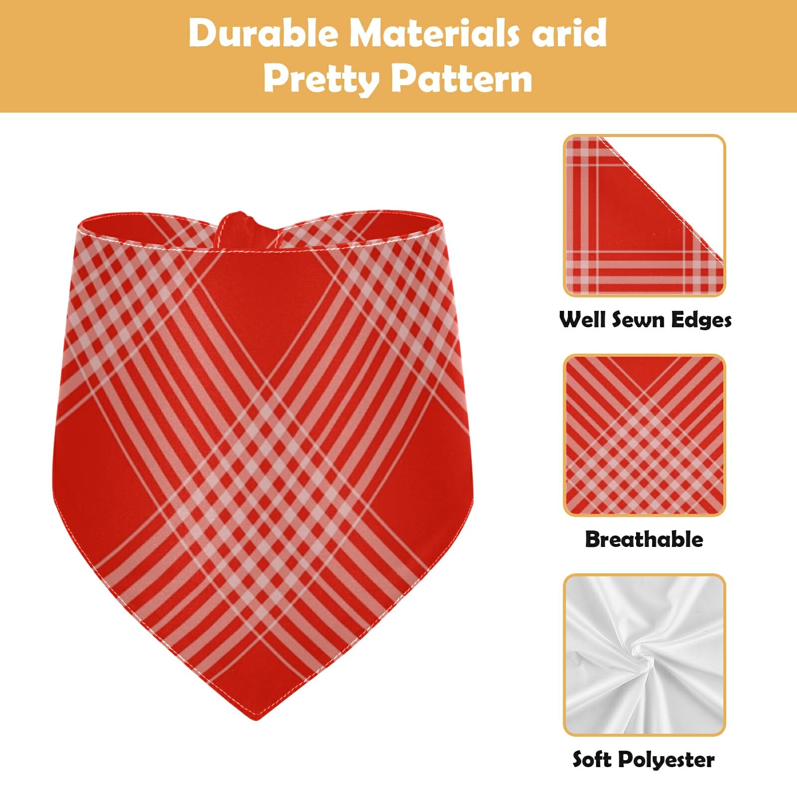 2 Pack Soft Breathable Dog Bandanas - Checkered Milk Silk Pet Scarf with Snap Button, Triangle Bibs & Kerchief Set | Perfect for Holidays, Parties & Everyday Pet Accessories