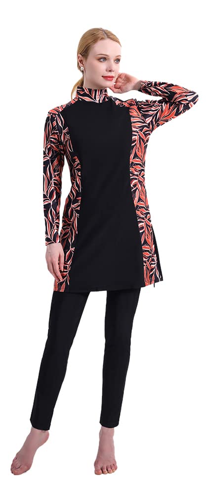 Modest Muslim Swimwear for Women - Long Sleeve Burkini Full Coverage Islamic Bathing Suit with Printed Design | Beach, Pool & Water Activities