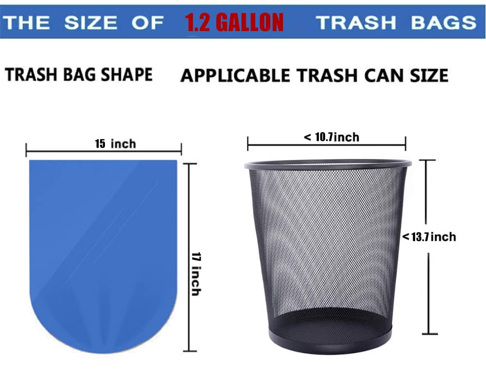 440 Counts Small Trash Bags - 1.2 Gallon Clear Wastebasket Liners for Bathroom, Kitchen & Office | Fits 1-1.2 Gal (4-5 Liter) Trash Cans | Perfect for Daily Waste Disposal, Desk Bins & Compact Spaces