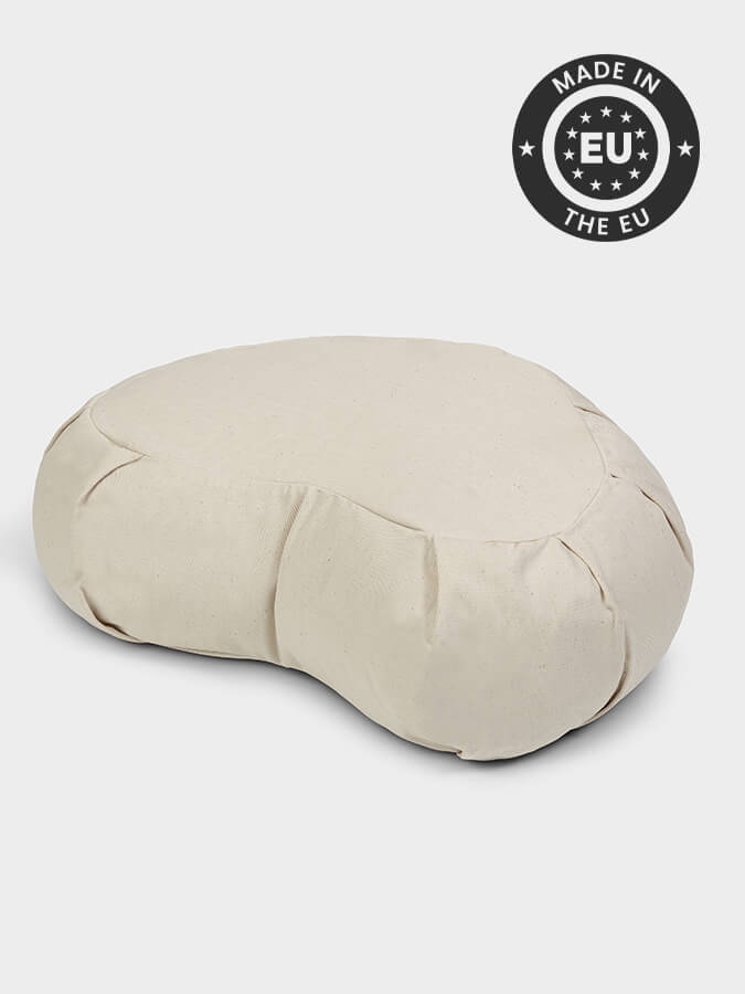 Organic Buckwheat Zafu Meditation Cushion - Crescent Shape Yoga Pillow for Meditation, Yoga & Zen Practice - Perfect for Home Studio, Yoga Class & Mindfulness Retreats