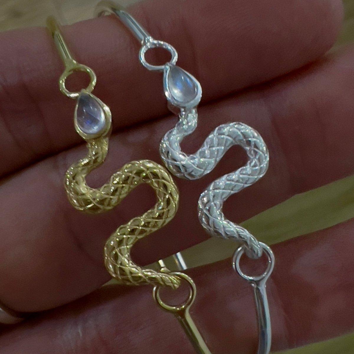 Laihas New Beginnings Gold Moonstone Snake Bangle Bracelet - Elegant Boho Jewelry for Women | Perfect for Parties, Weddings & Everyday Wear