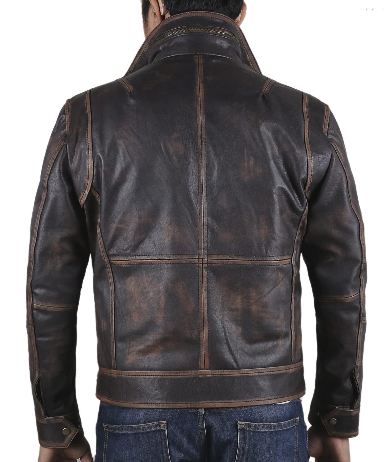 Laverapelle Men's Genuine Cowhide Ruboff Leather Jacket - Black Racer Style Biker Jacket for Motorcycle Riding & Casual Wear
