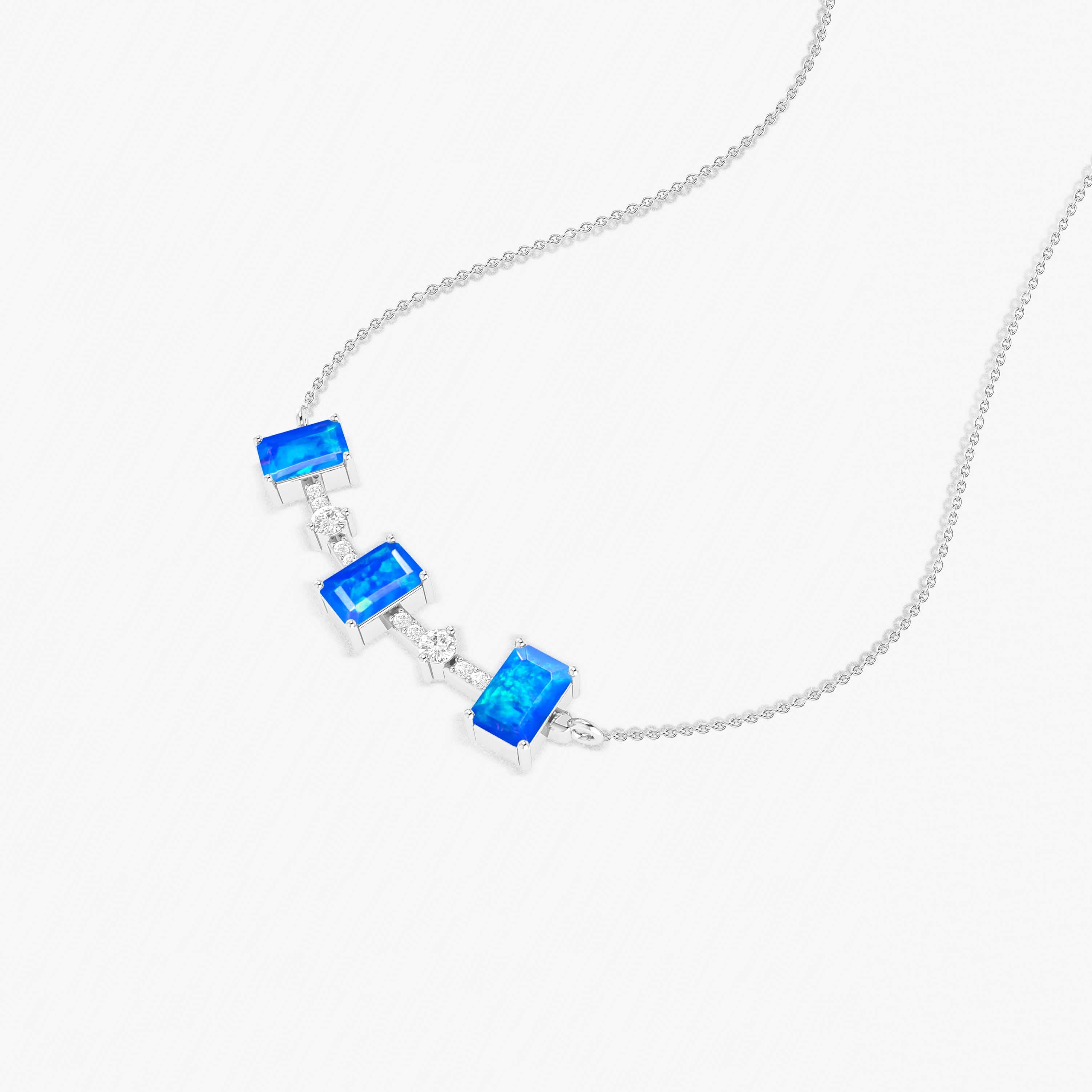 Blue Opal Baguette Gemstone Bar Pendant Necklace - Elegant Dainty Jewelry for Women - Perfect for Everyday Wear, Date Nights & Special Occasions