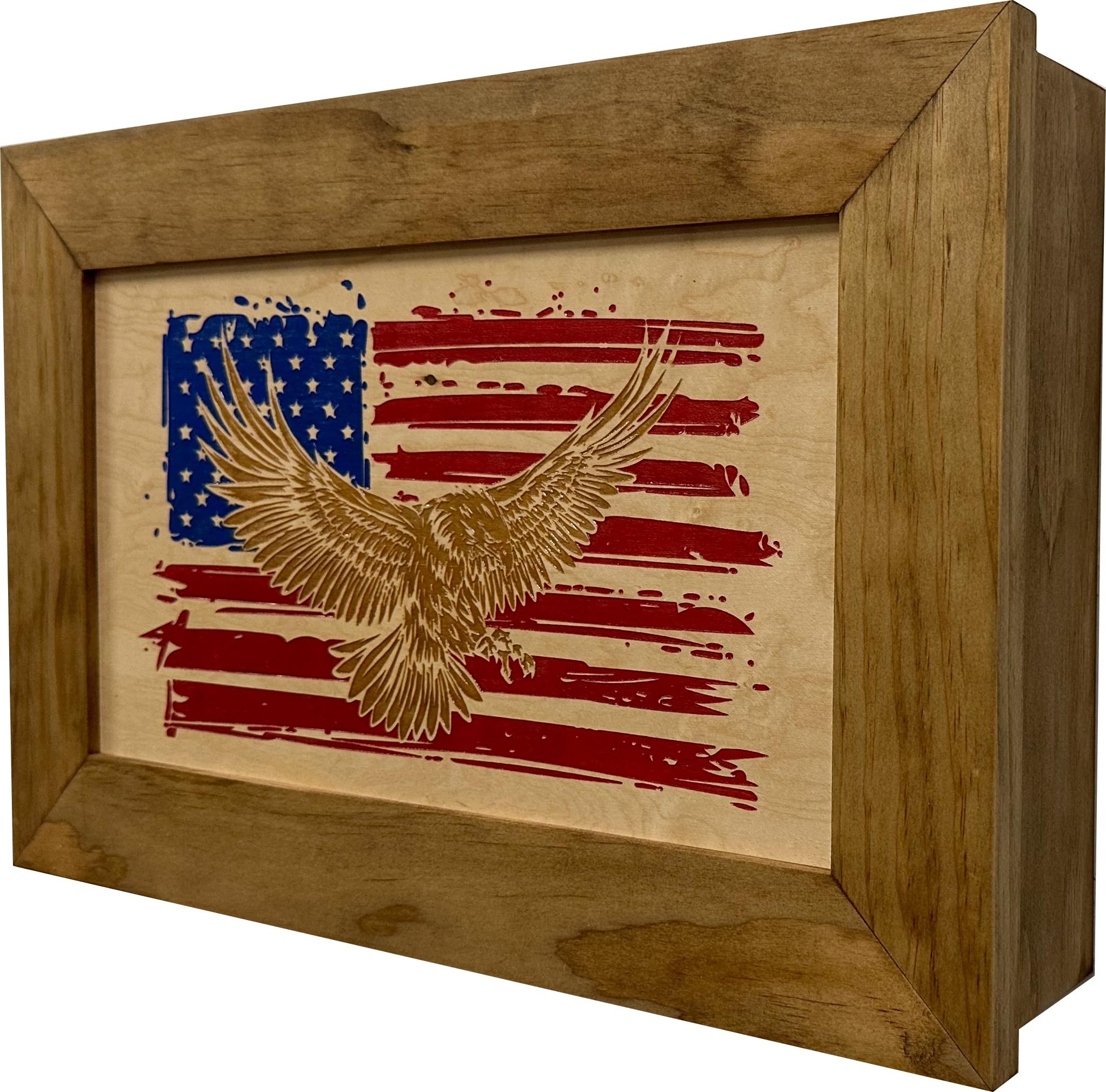 American Flag Hidden Gun Storage Cabinet with Eagle - Decorative & Secure Concealed Gun Safe by Bellewood Designs - Perfect for Home, Office & Cabin Security