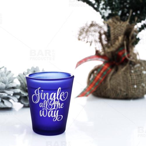 BarConic® Dark Blue Frosted Shot Glass - 1.5oz Holiday Party Cups for Christmas Cocktails & Whiskey Shots - Perfect for Festive Celebrations & Home Bars