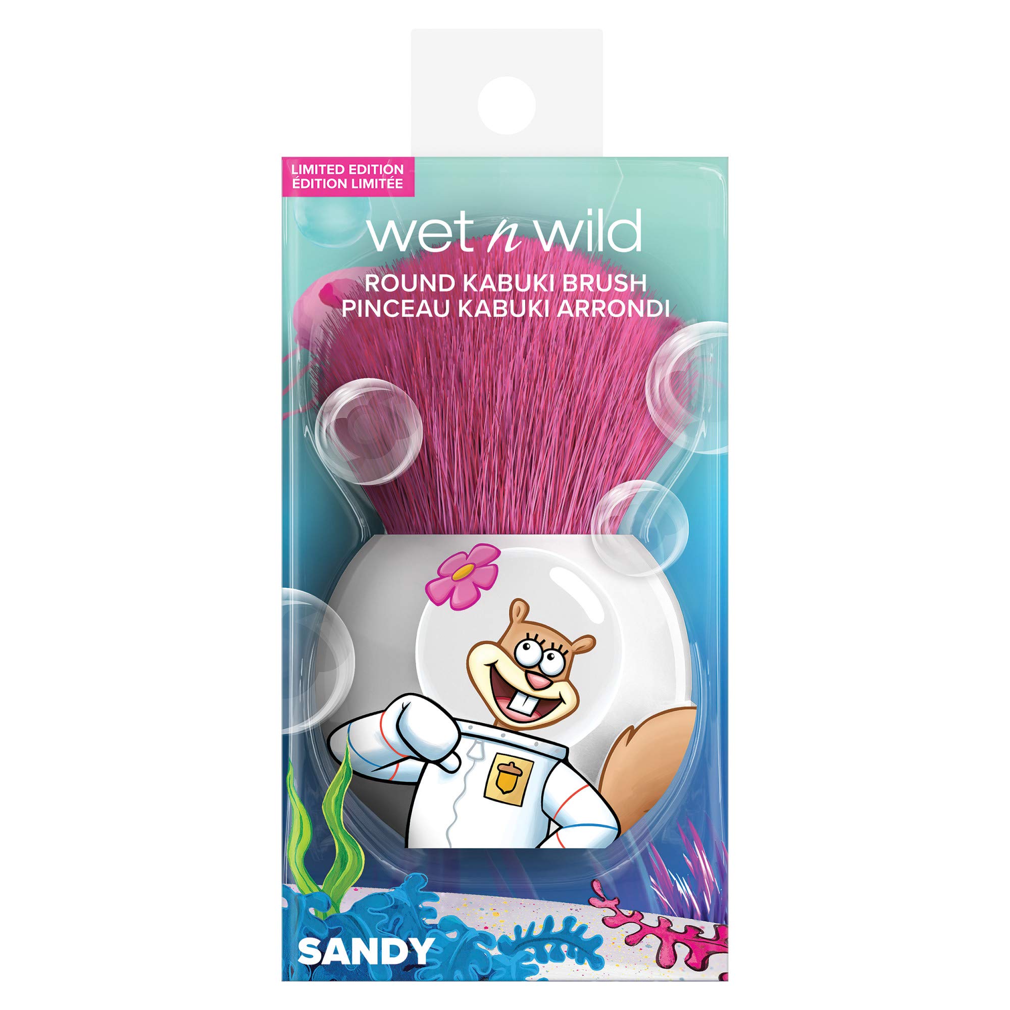 Wet n Wild SpongeBob Squarepants Kabuki Brush #1114237 - Soft Round Foundation & Cheek Makeup Brush for Blending & Contouring | Perfect for Everyday Makeup & Cosplay Looks
