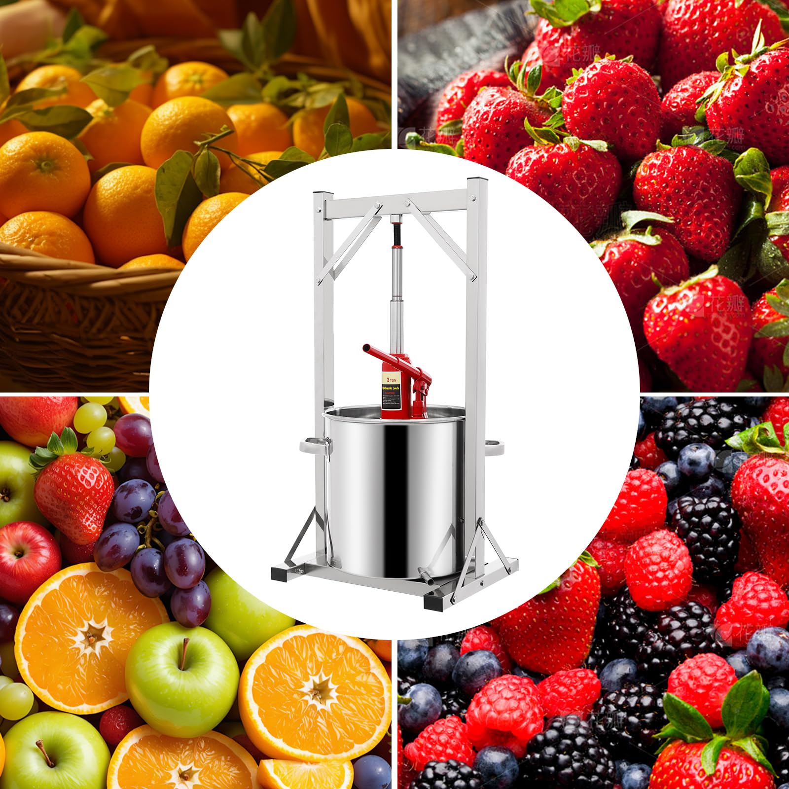 22L Stainless Steel Hydraulic Fruit Wine Press - Manual Cider Press for Grapes, Apples, Juice & Wine Making - Perfect for Home Brewing, Winemaking & DIY Juice Extraction (22L Capacity)