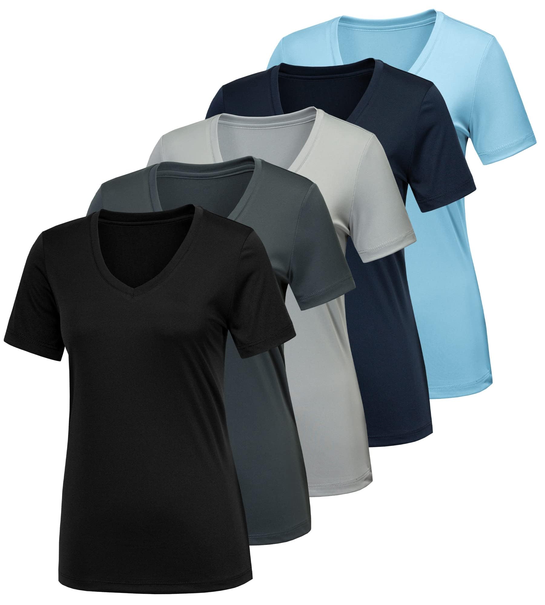 CE' CERDR 5/7 Pack Women's Workout Shirts - Moisture Wicking, Quick Dry Active Athletic Performance T-Shirts for Gym, Running & Yoga