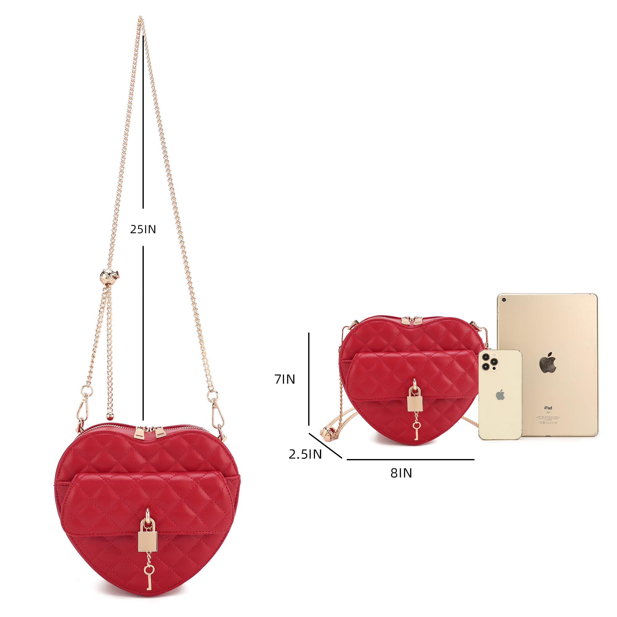 Heart-Shaped Satchel Crossbody Purse for Women - Zip-Around Shoulder Bag - Perfect for Date Nights & Casual Outings