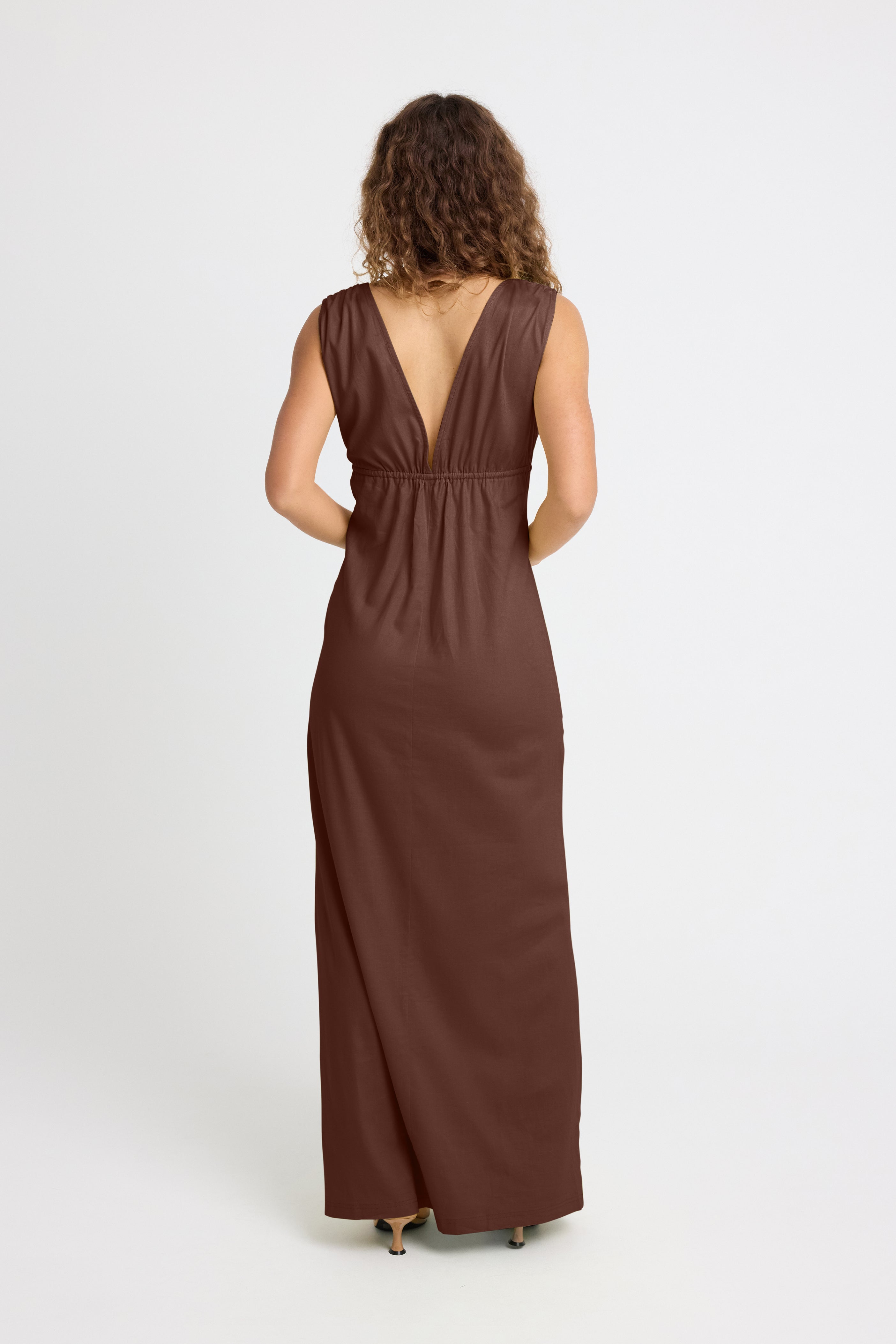 Calli Linen Dress for Women - Comfortable & Breathable Chocolate Brown Summer Dress - Perfect for Beach Vacations, Brunch Dates & Casual Outings