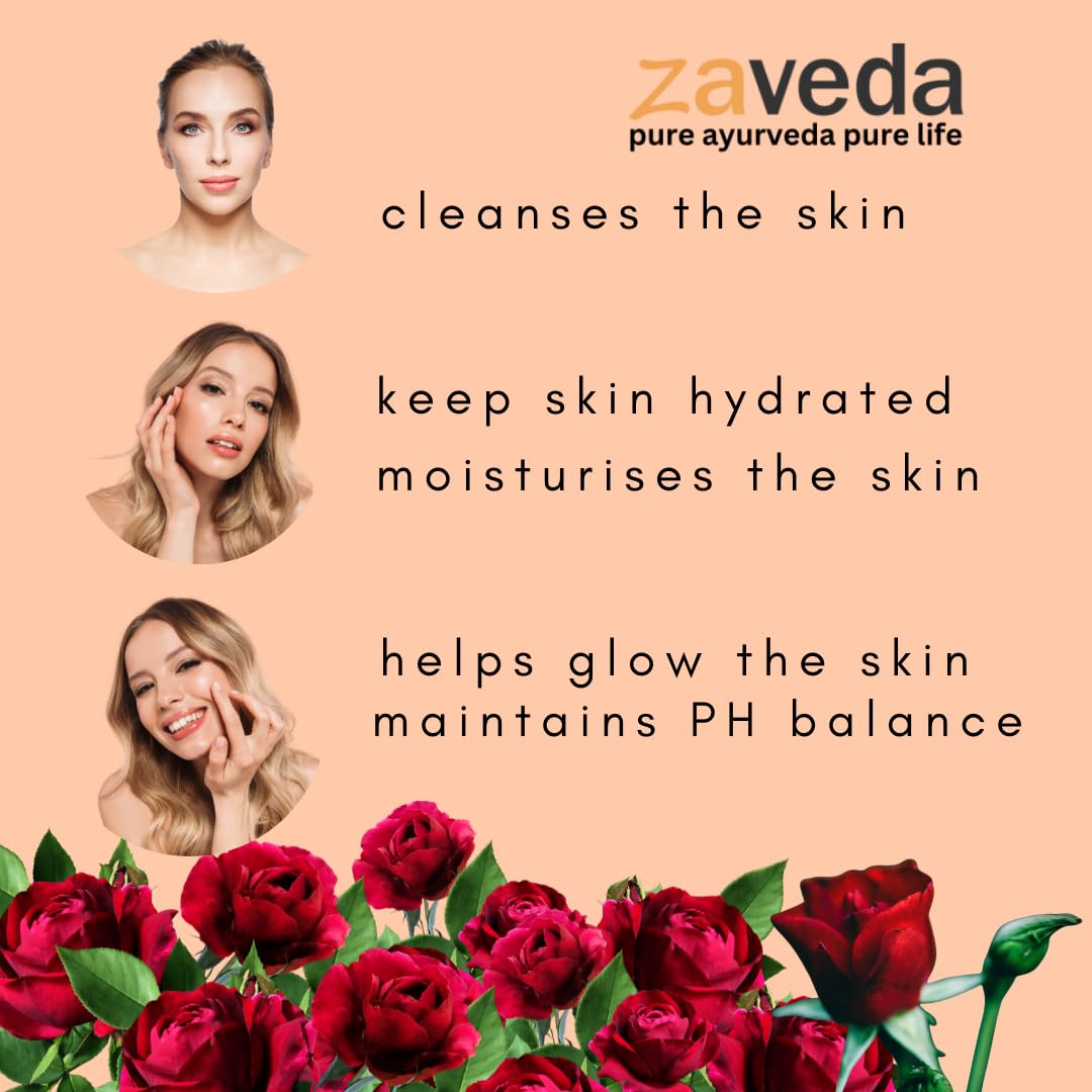ZAVEDA Pure & Natural Rose Water Facial Mist 200ml | Organic Steam Distilled Rosewater Toner | Chemical-Free Gulab Jal for Hydrating & Refreshing Skin | Perfect for Daily Skincare, Makeup Setting & After Sun Care