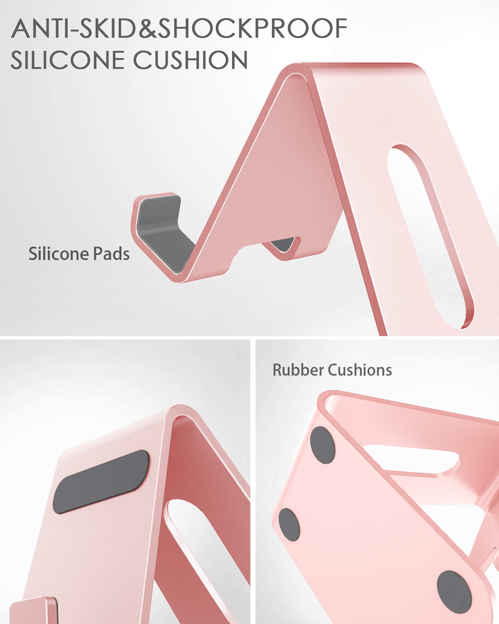 Lucrave Aluminum Phone Stand for Desk - Compatible with iPhone 16/15/14/13/12 Mini/Pro/Max/XS/XR/X/SE/8/7/6/6s Plus, Huawei Mate 60 Pro, Samsung S23/S22/S21 - Rose Gold - Perfect for Home Office, Gaming & Video Watching