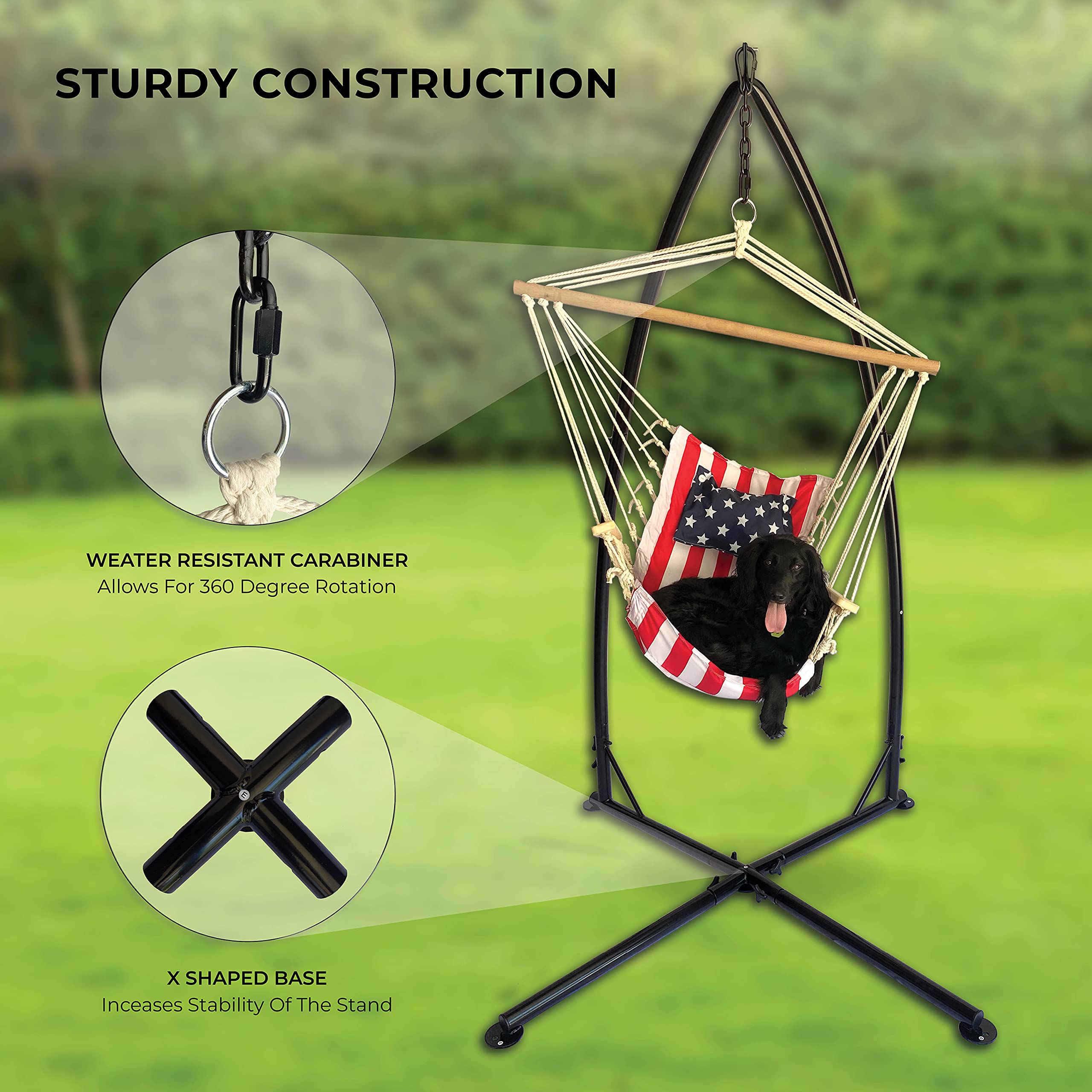 Backyard Expressions Heavy Duty Hammock Swing Stand for Indoor & Outdoor Use - Perfect for Porch, Patio, Garden Relaxation