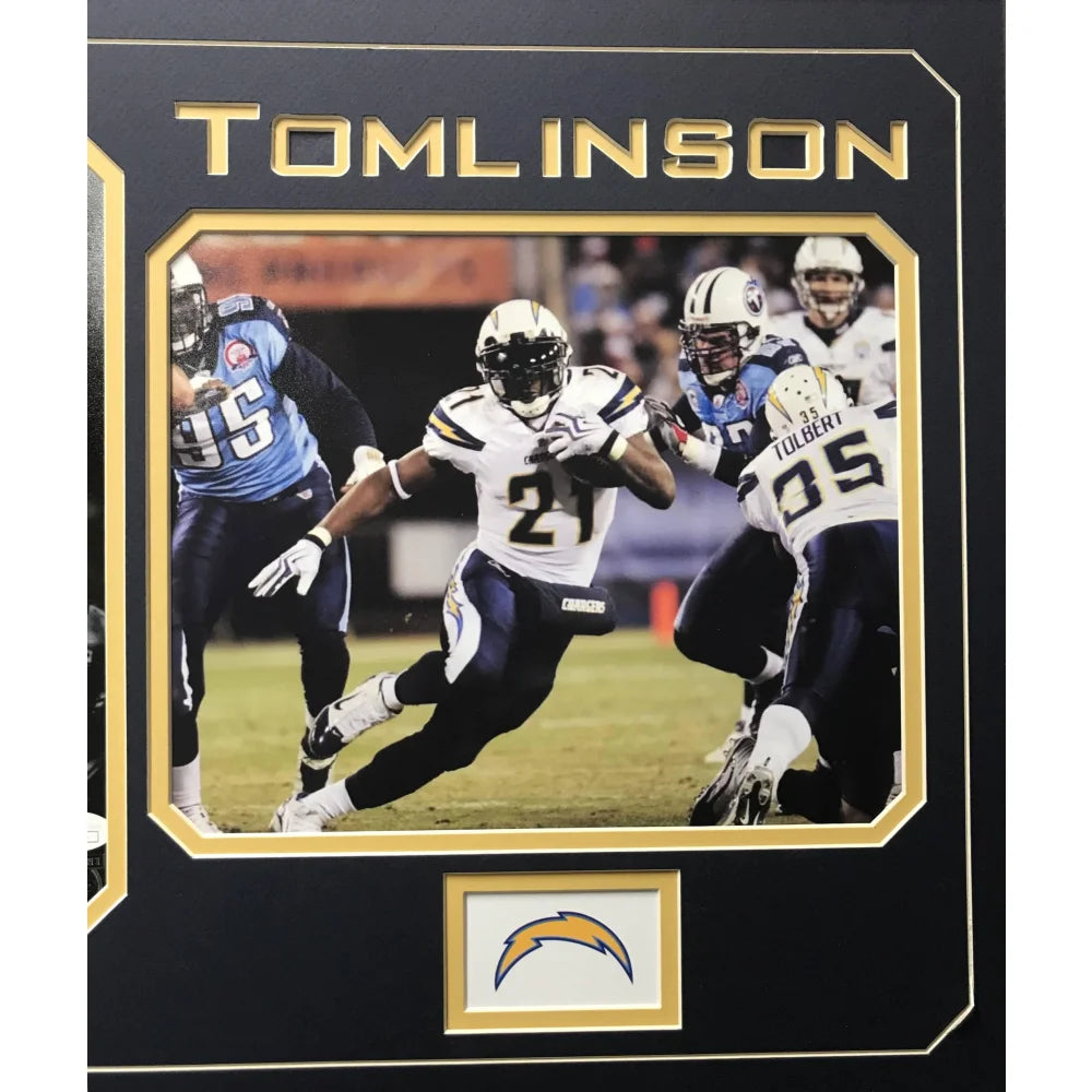 Ladainian Tomlinson Autographed San Diego Chargers 8x10 Photo Collage Framed with JSA COA - Perfect for NFL Memorabilia Collectors and Chargers Fans Home Decor