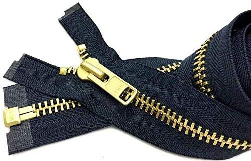 YKK Extra Heavy Duty Brass Metal Teeth Jacket Zipper #560 Navy - 4 Inches Custom Length - Made in USA - Ideal for Jackets, Chaps, DIY Crafts & Outdoor Gear