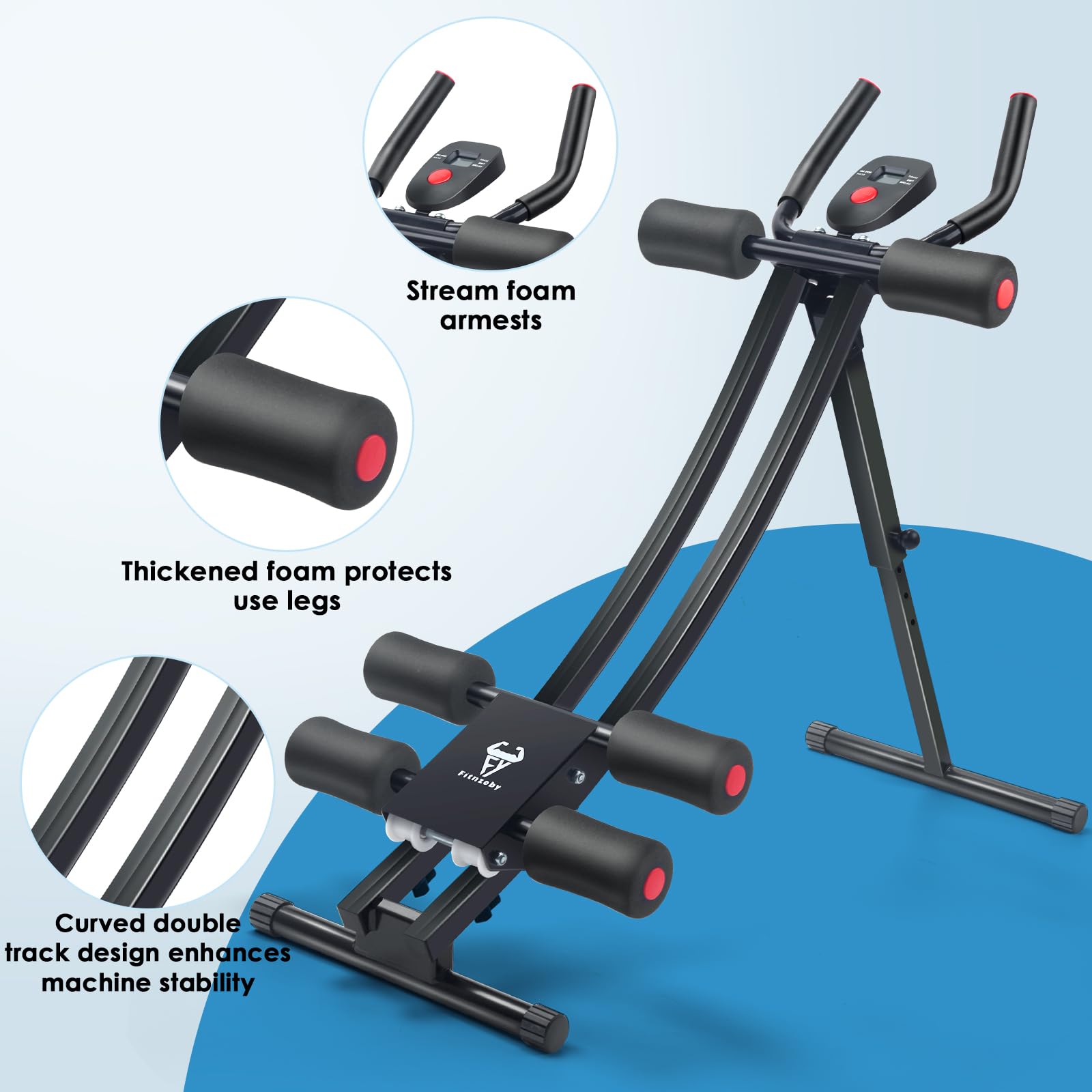 Adjustable Abdominal Trainer Machine for Home & Gym - Core Strength Training Equipment, Foldable Ab Cruncher for Men & Women - Perfect for Home Workouts, Fitness Routines & Core Exercises