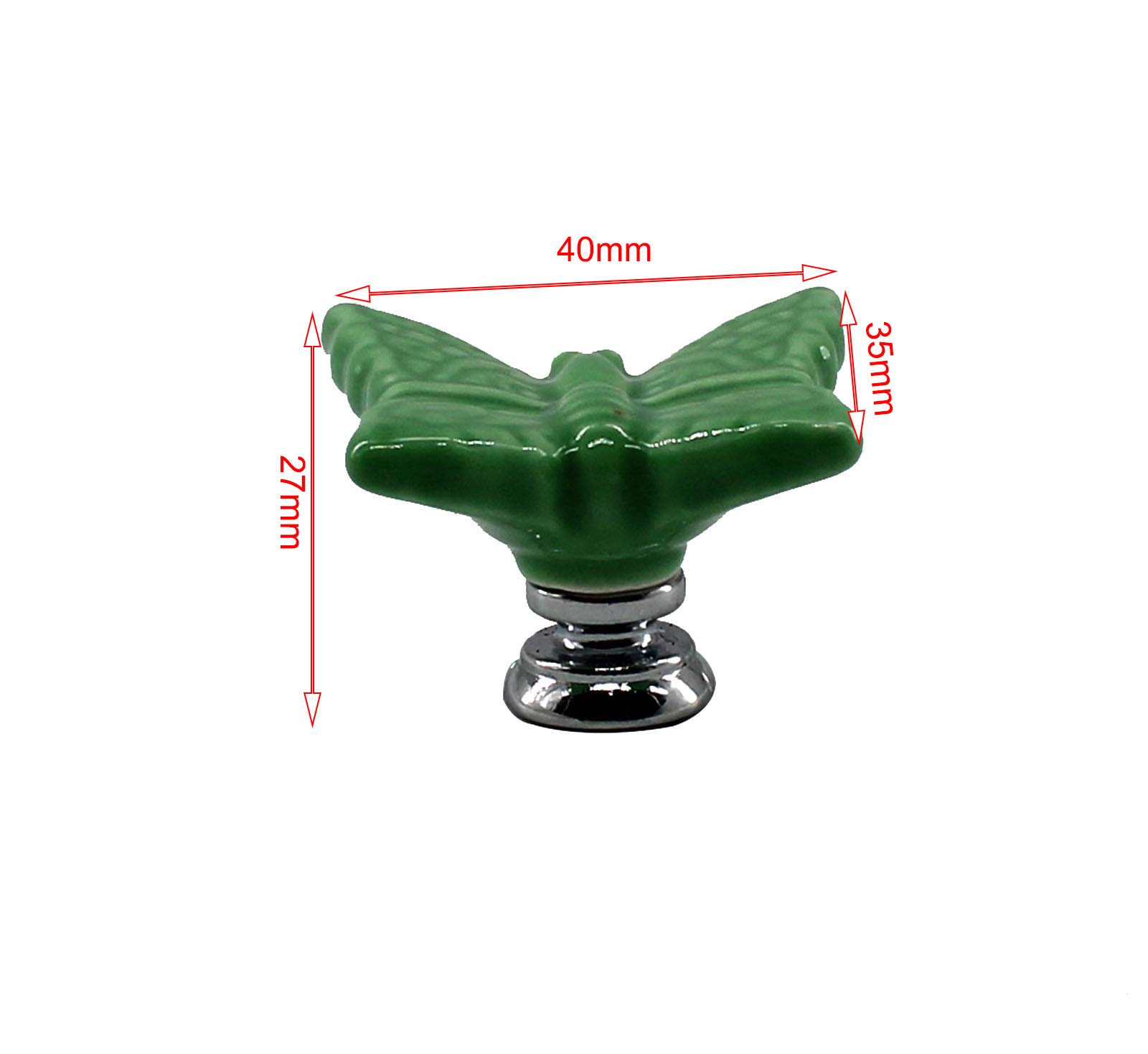 8 Pack Green Butterfly Ceramic Drawer Knobs with Zinc Alloy Base - Vintage Cabinet Pulls, Dresser Handles for Wardrobe, Kitchen, Bathroom & Furniture Upgrade