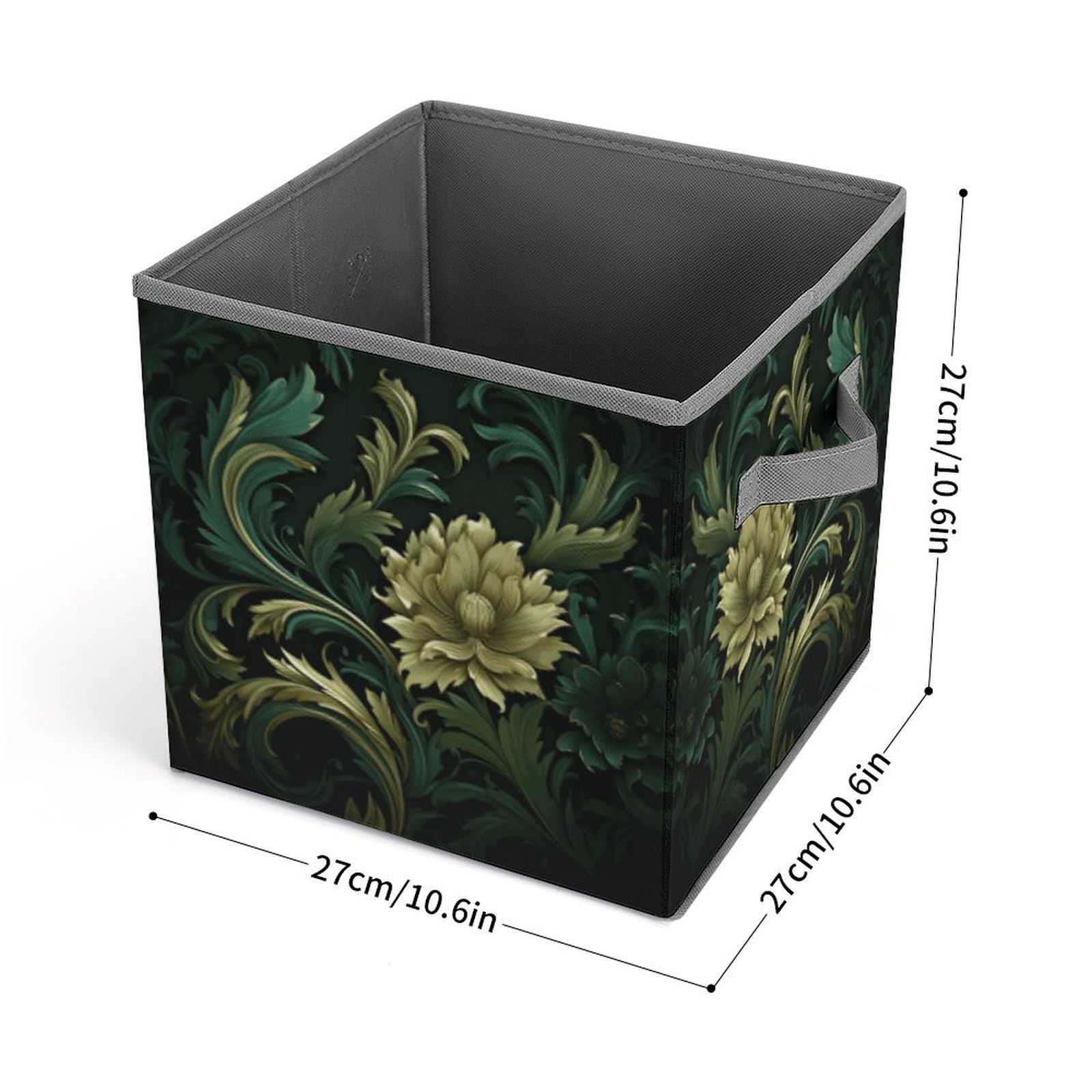 Foldable Storage Cubes with Handles - Dark Green & Green Fabric Closet Organizers for Shelves, Cabinets & Wardrobes | Perfect for Bedroom, Kids Room & Office Organization