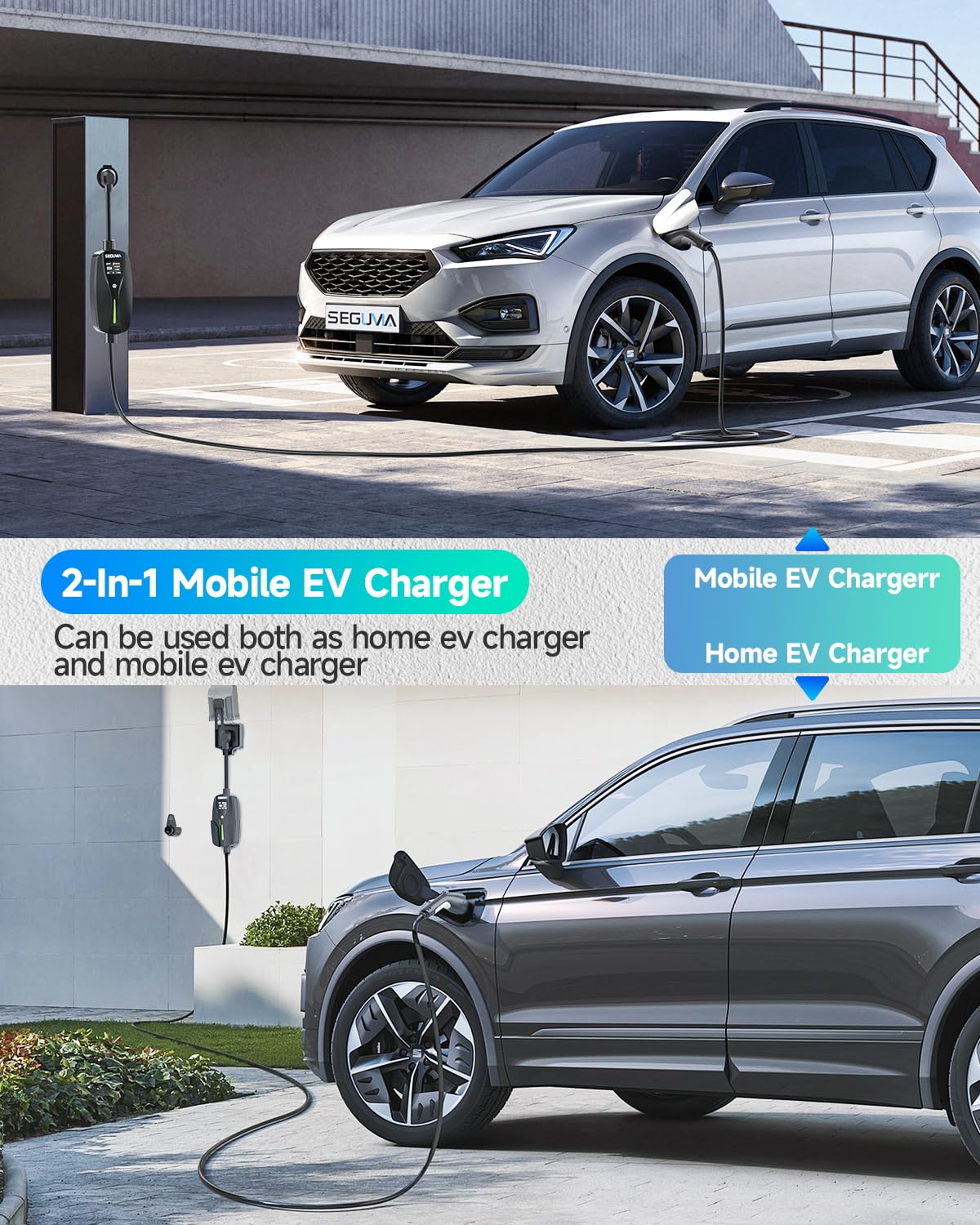 Level 2 EV Charger 32A 240V with NEMA 14-50 Plug | Portable SAE J1772 Electric Vehicle Charger | 25ft Extension Cord | Adjustable Current | Home & Outdoor Charging Station | Perfect for Tesla, Chevy, Nissan EVs