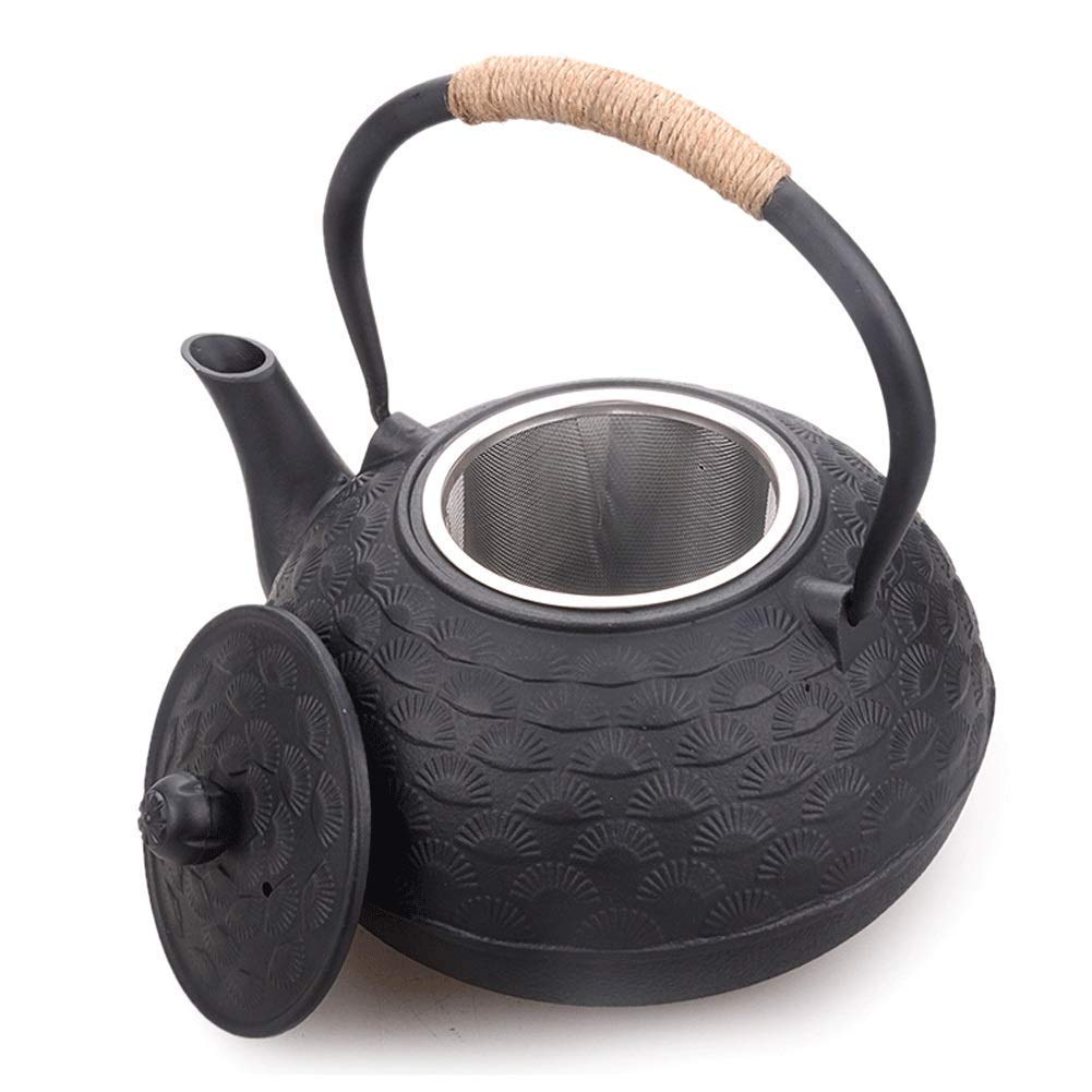 Premium Black Cast Iron Teapot with Removable Stainless Steel Filter - 1800ML Large Ceramic Tetsubin Kettle for Loose Leaf Tea | Perfect for Home Tea Ceremonies, Office Use & Gift Giving | Healthy & Durable Tea Brewing Solution