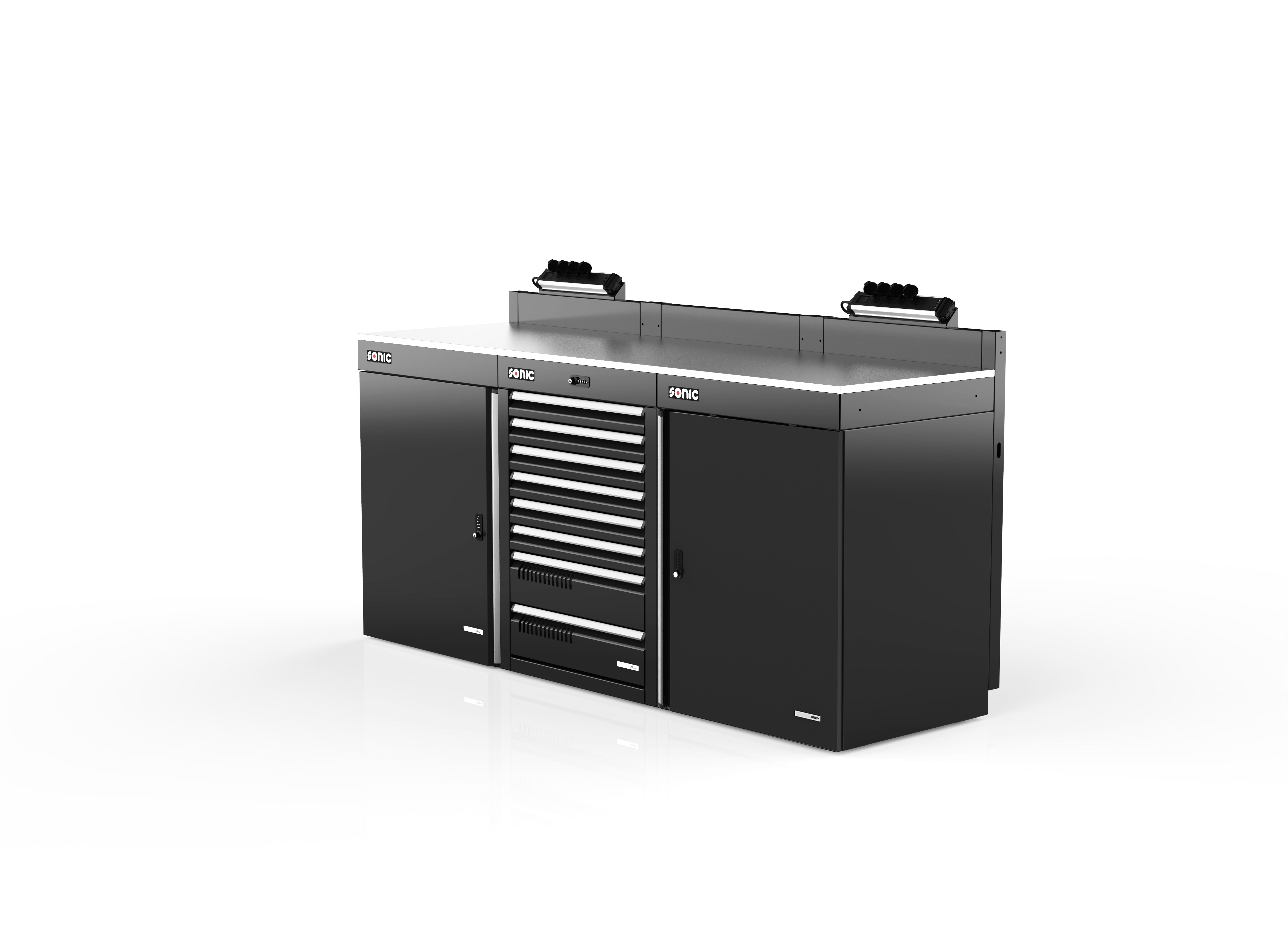 Sonic Tools MSS+ 85 Setup - 8 Drawer Tool Chest with Storage | Professional Tool Organizer for Garage, Workshop & DIY Projects