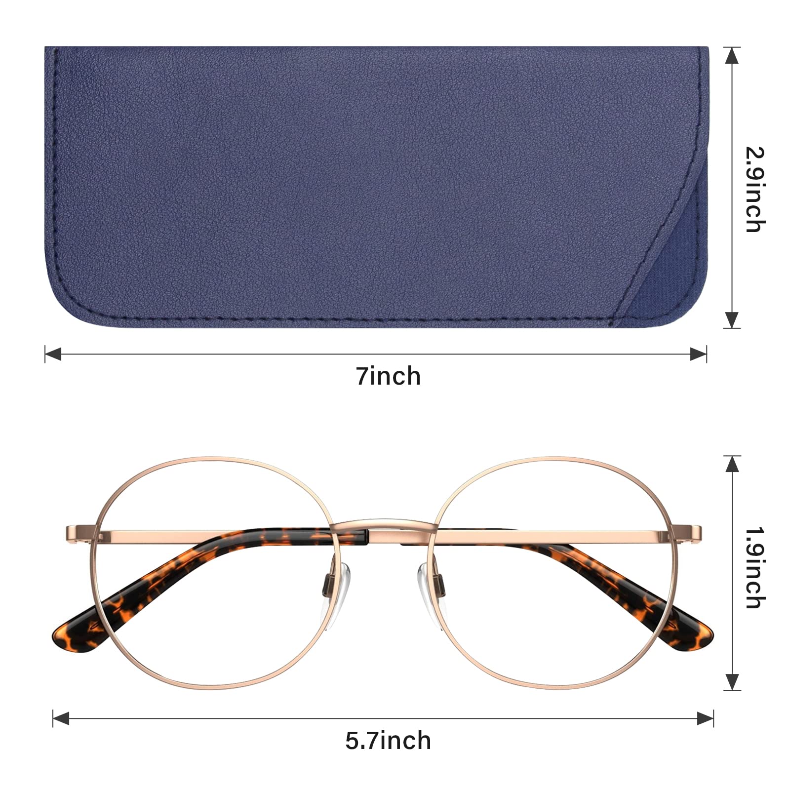 Premium Soft Leather Glasses Case for Women, Men & Kids - Travel-Friendly Eyeglass Pouch Holder for Reading, Driving & Daily Use