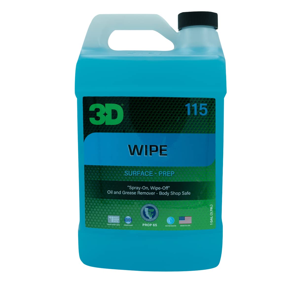 3D Wipe Ceramic Coating Surface Prep - Removes Oils & Lubricants from Paint & Glass Before Ceramic Coating - 1 Gallon for Car Detailing & Auto Paint Protection