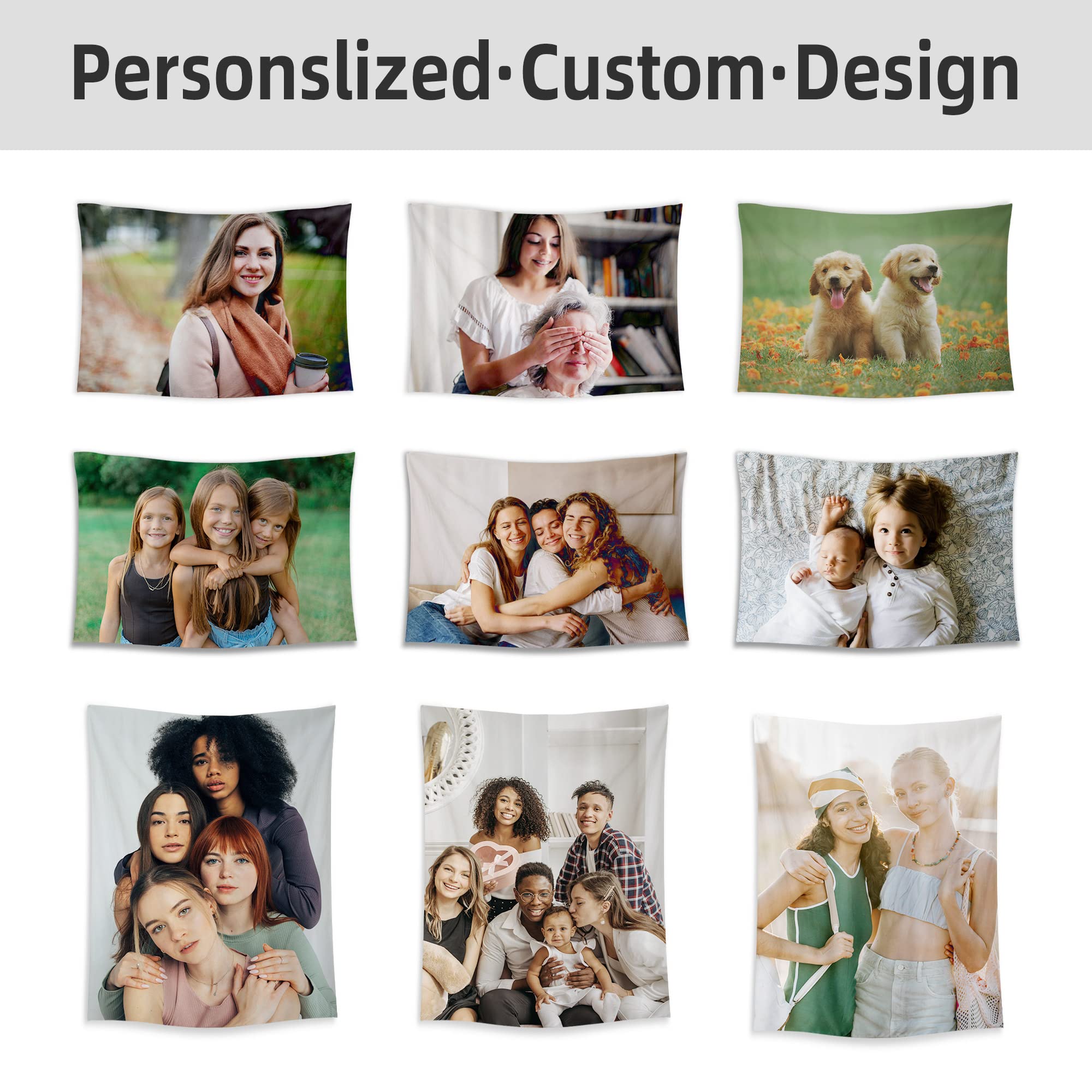 Custom Tapestry Wall Hanging - Personalized Photo Tapestry with Upload Images | 39