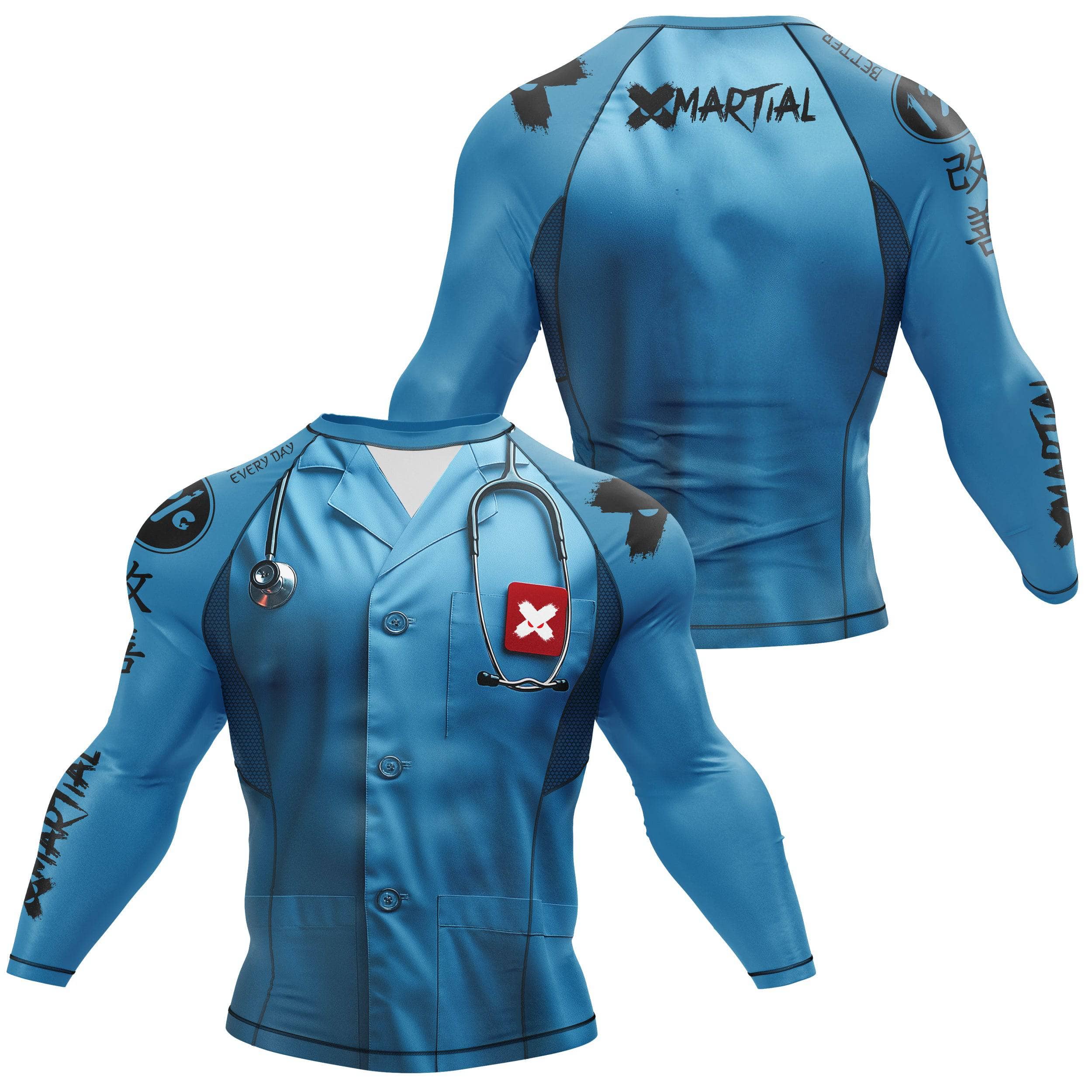 Medic Fighter BJJ Rash Guard - Compression Shirt for Brazilian Jiu-Jitsu, MMA & Grappling - Moisture Wicking & UV Protection - Perfect for Training, Competition & Fitness Workouts